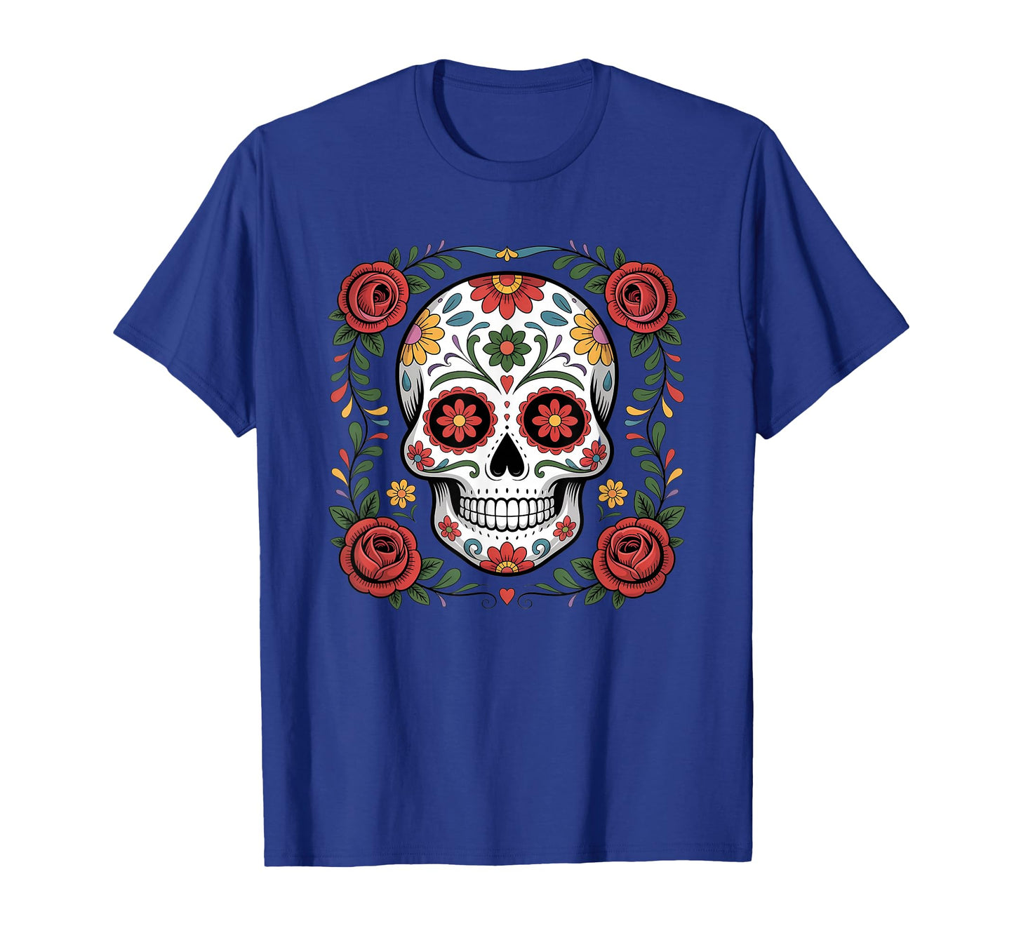 Halloween De Los Muertos Day of The Dead Sugar Skull Floral T-Shirt