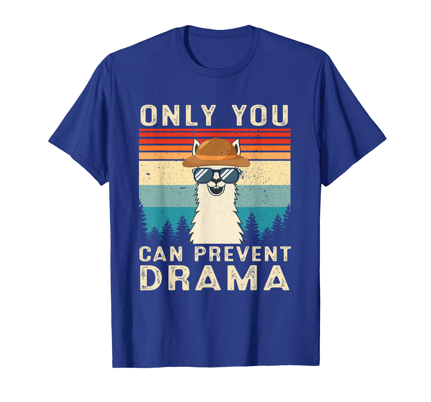 Only You Can Prevent Drama Llama Funny Camping Camper Retro T-Shirt