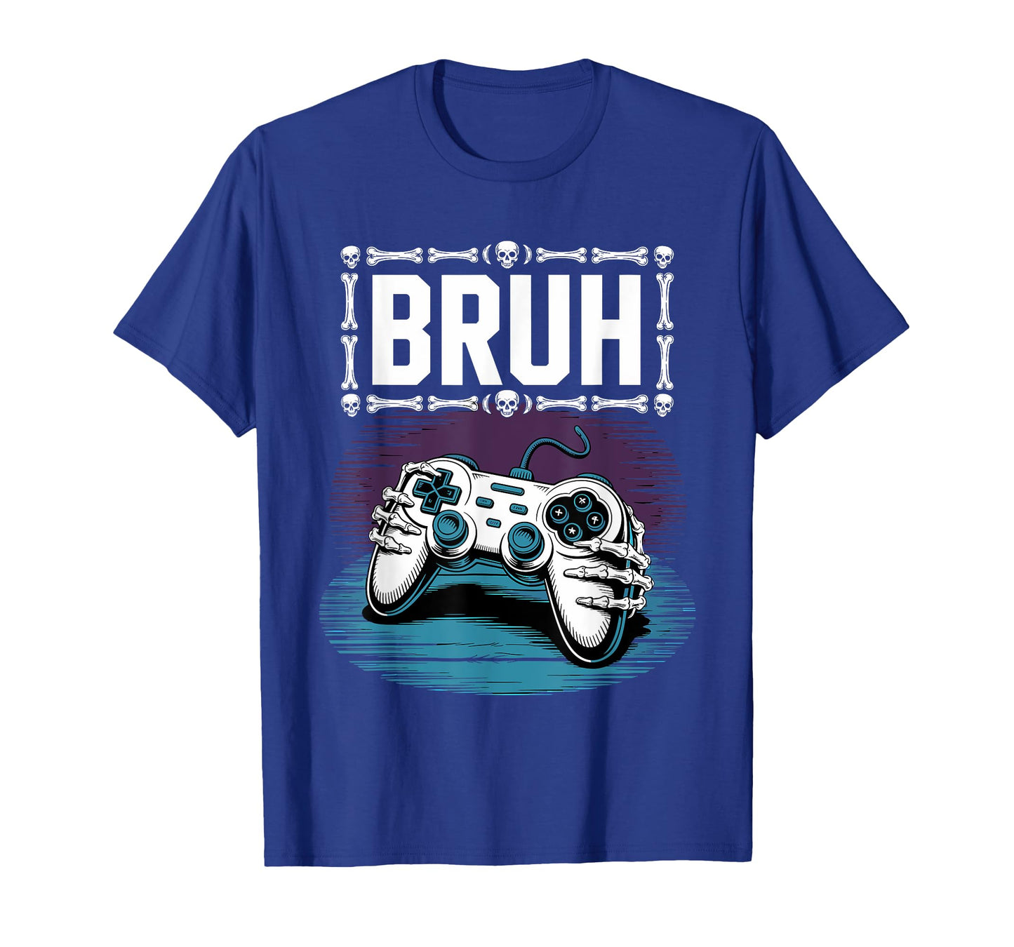 Skeleton Gamer Bruh Funny Halloween Video Game Kids T-Shirt
