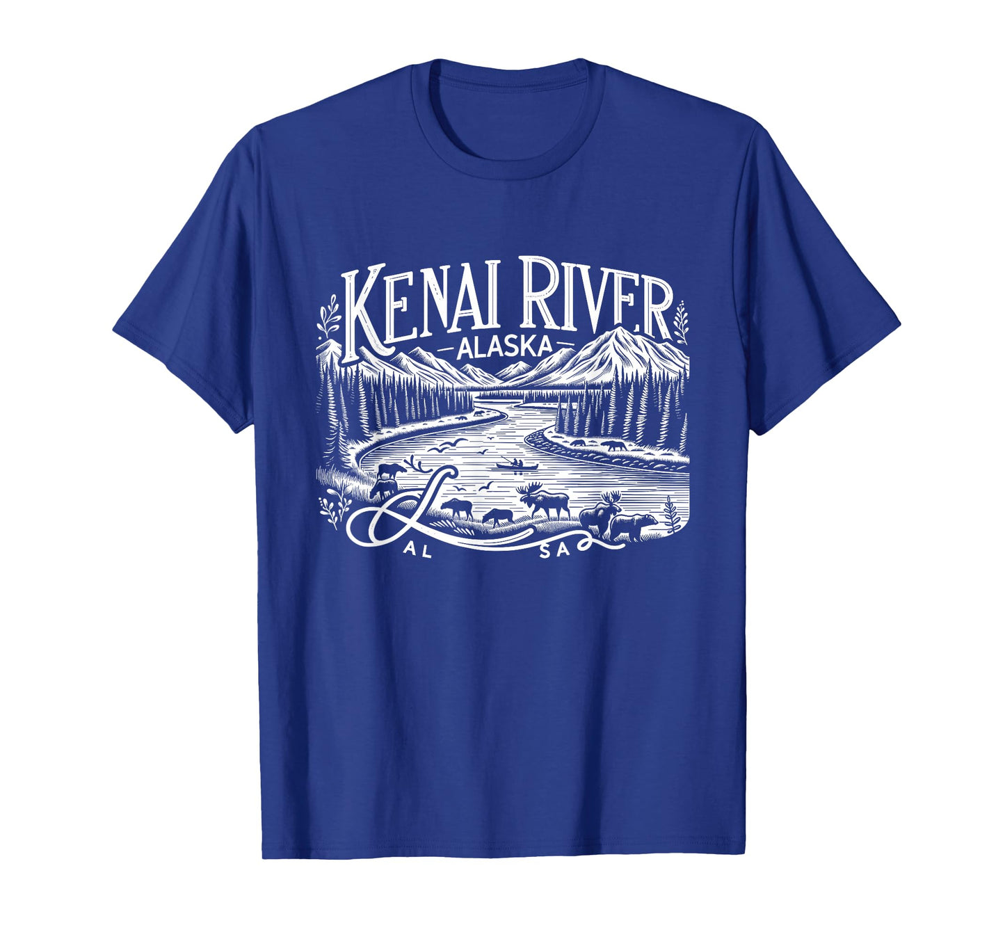 Kenai River Alaska AK Salmon Fishing Camping Hiking Retro T-Shirt