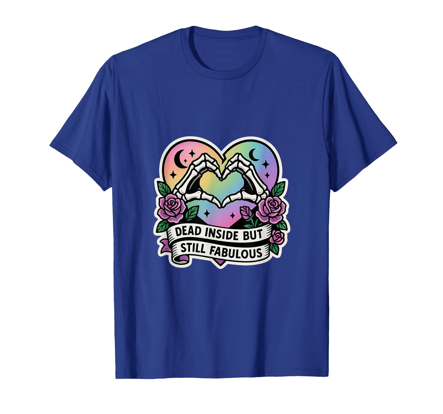 Dead Inside But Still Fabulous Pastel Goth Rainbow Heart T-Shirt