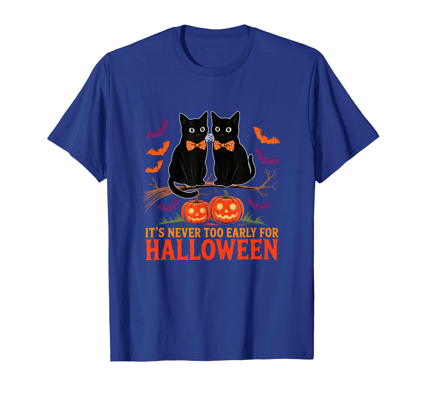 Not Too Early for Halloween Couple Cats Carved Pumpkins T-Shirt