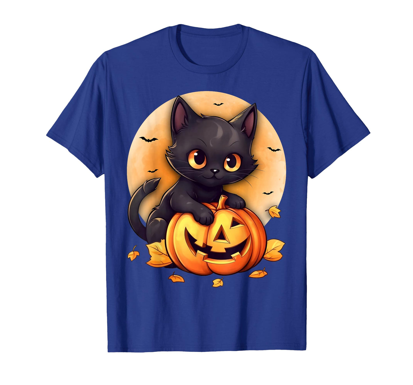 Retro Black Cat Pumpkin Halloween Costume Fall Autumn Season T-Shirt
