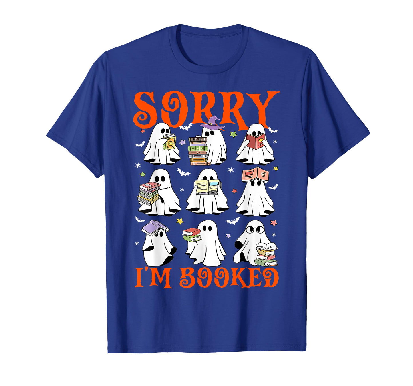 Sorry I'm Booked Ghost Reading Book Lover Teacher Halloween T-Shirt