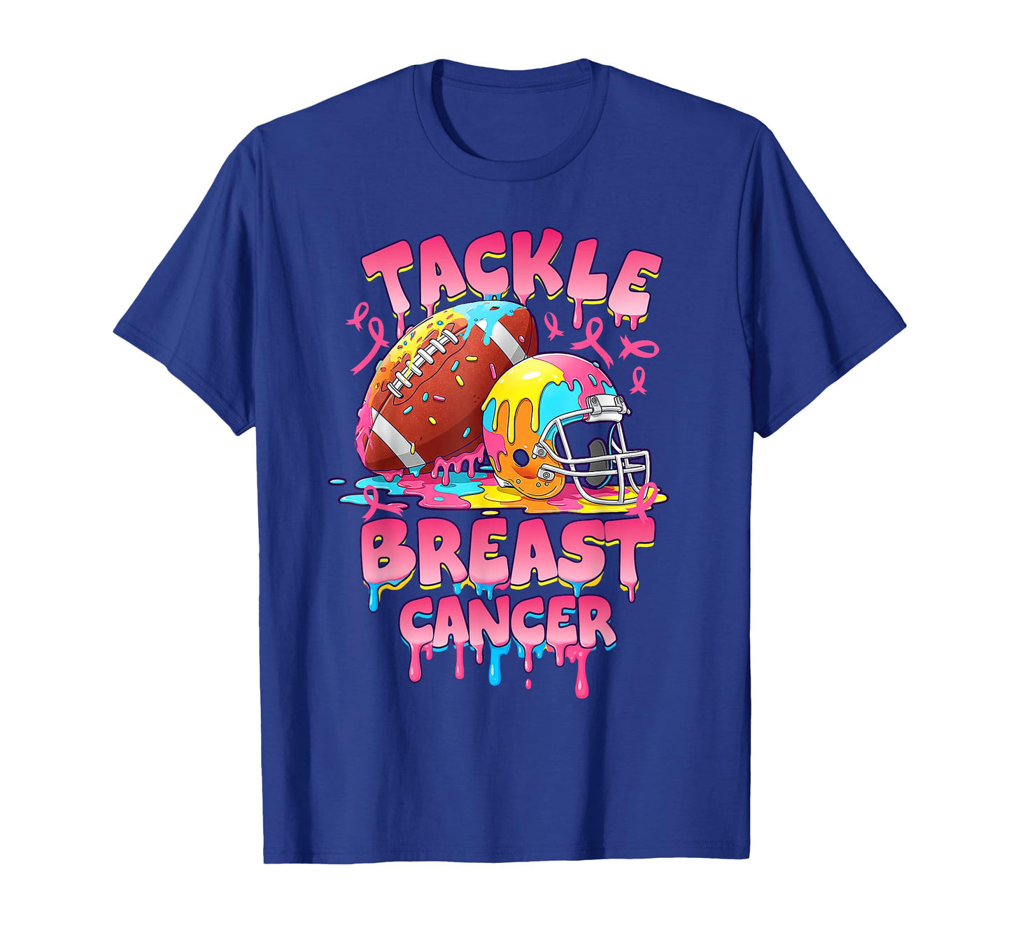 Tackle Breast Cancer Football American Drip October Month T-Shirt
