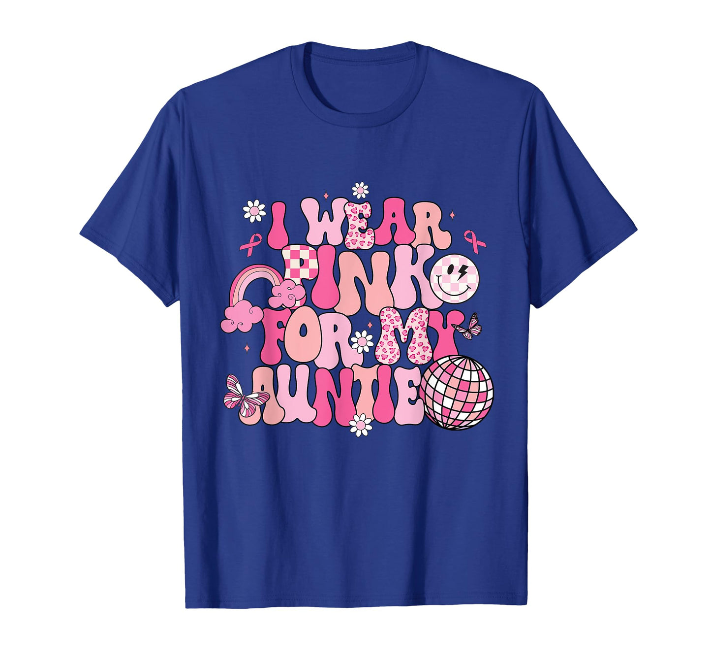 Groovy I Wear Pink For My Auntie Breast Cancer Awareness T-Shirt