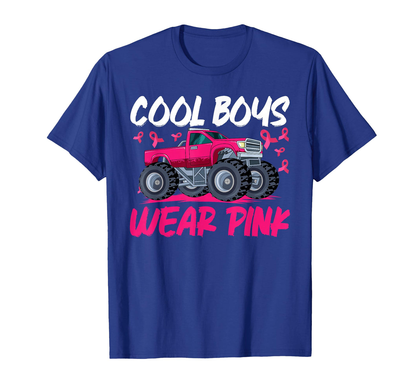 Monster Truck Breast Cancer Awareness Cool Boys Wear Pink T-Shirt
