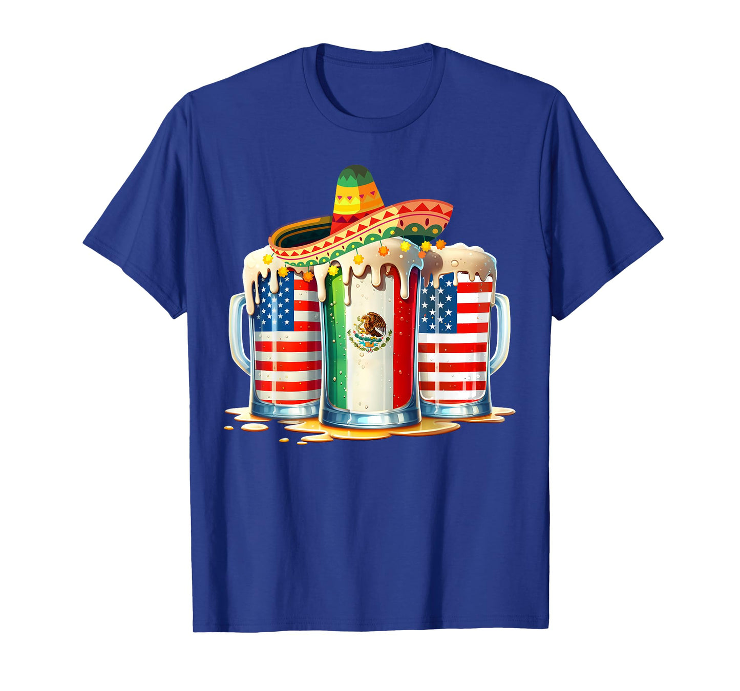 Cinco de Mayo Beer Mexican USA Flag Drinking Party Men Women T-Shirt