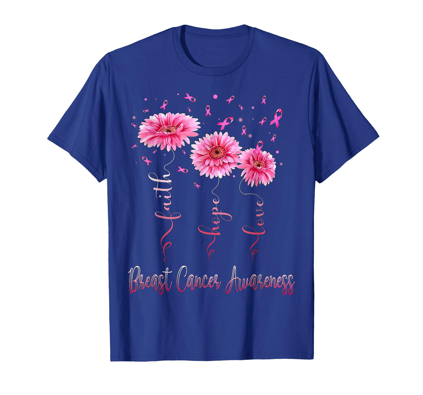 Faith Hope Love Pink Daisy Flower Breast Cancer Awareness T-Shirt