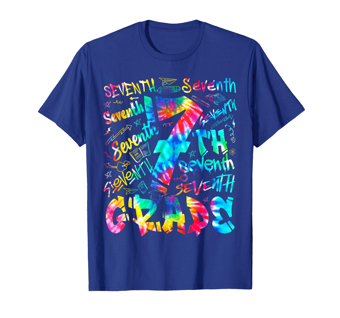 Back To School Seventh 7th Grade Tie Dye Typography Teacher T-Shirt