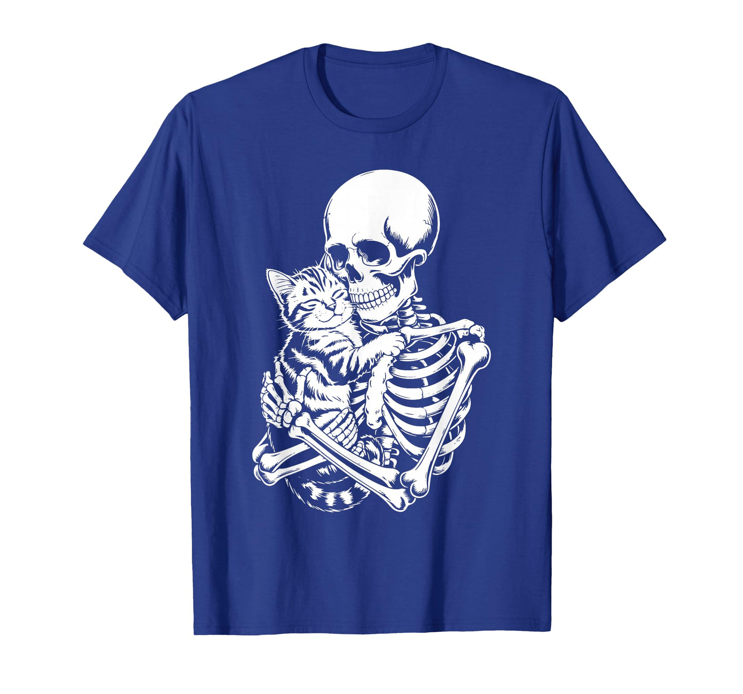 Skeleton Hugging Cat Halloween Cats Lovers Men Women Mom Dad T-Shirt