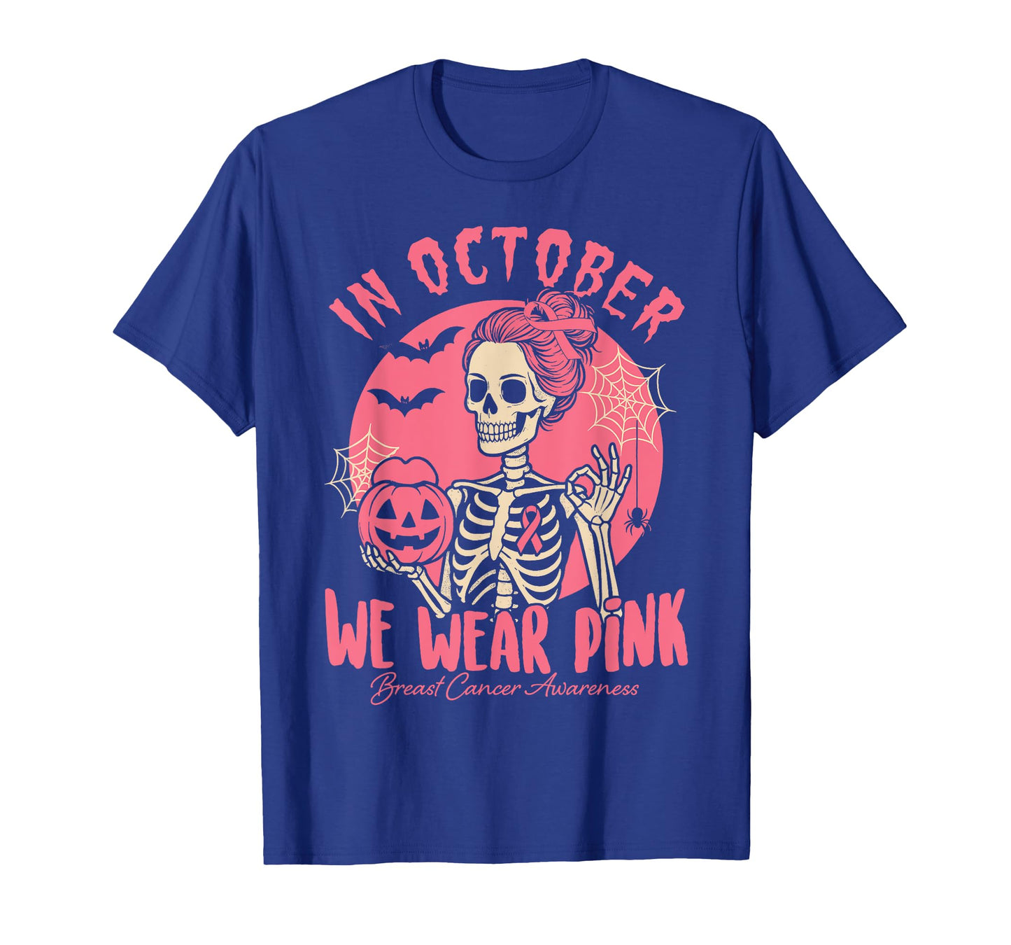 Skeleton We Wear Purple Pink October Awareness T-Shirt