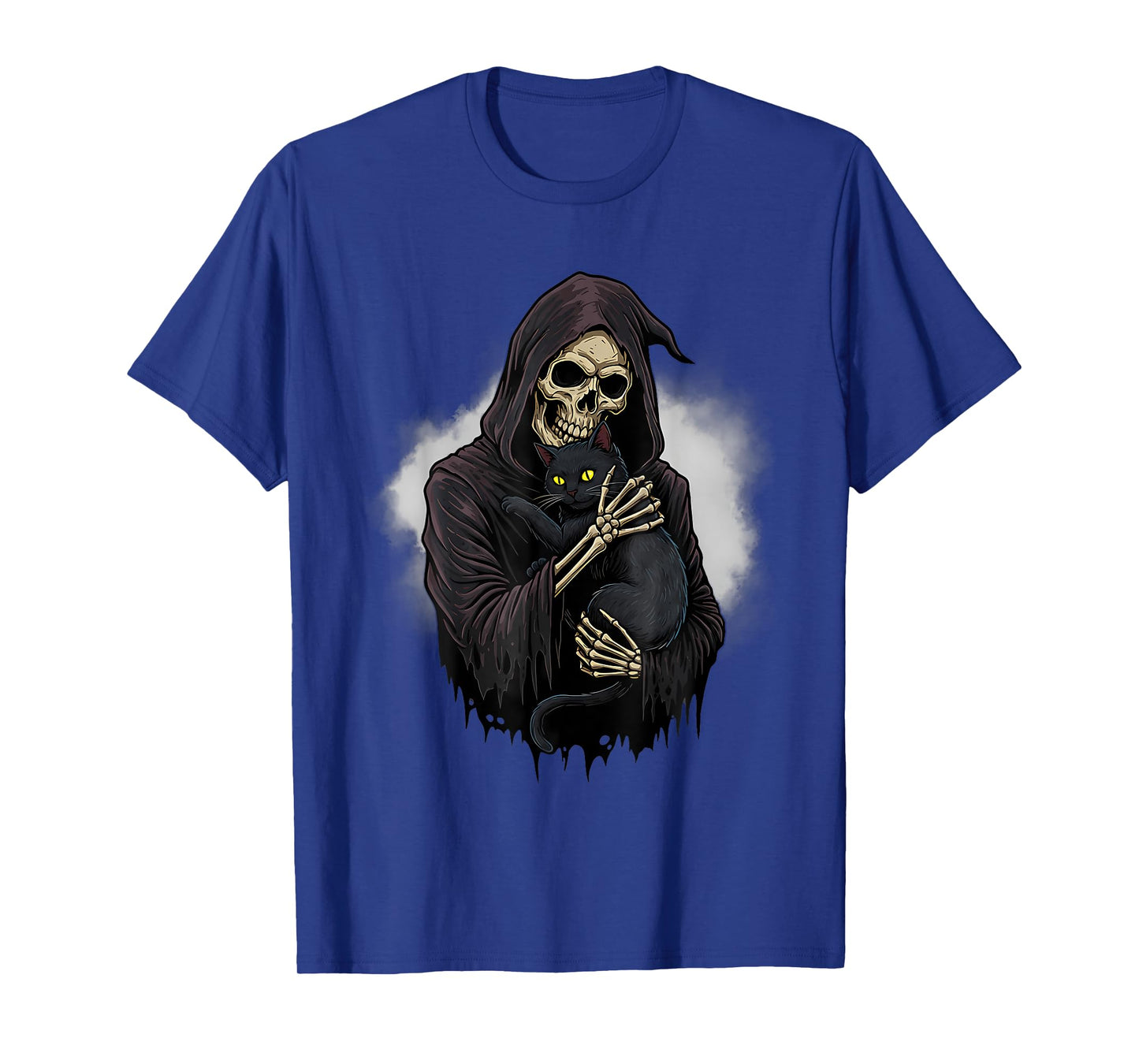 Funny Skeleton Hugging Cat Halloween Cat Lover Cat Mom Dad T-Shirt