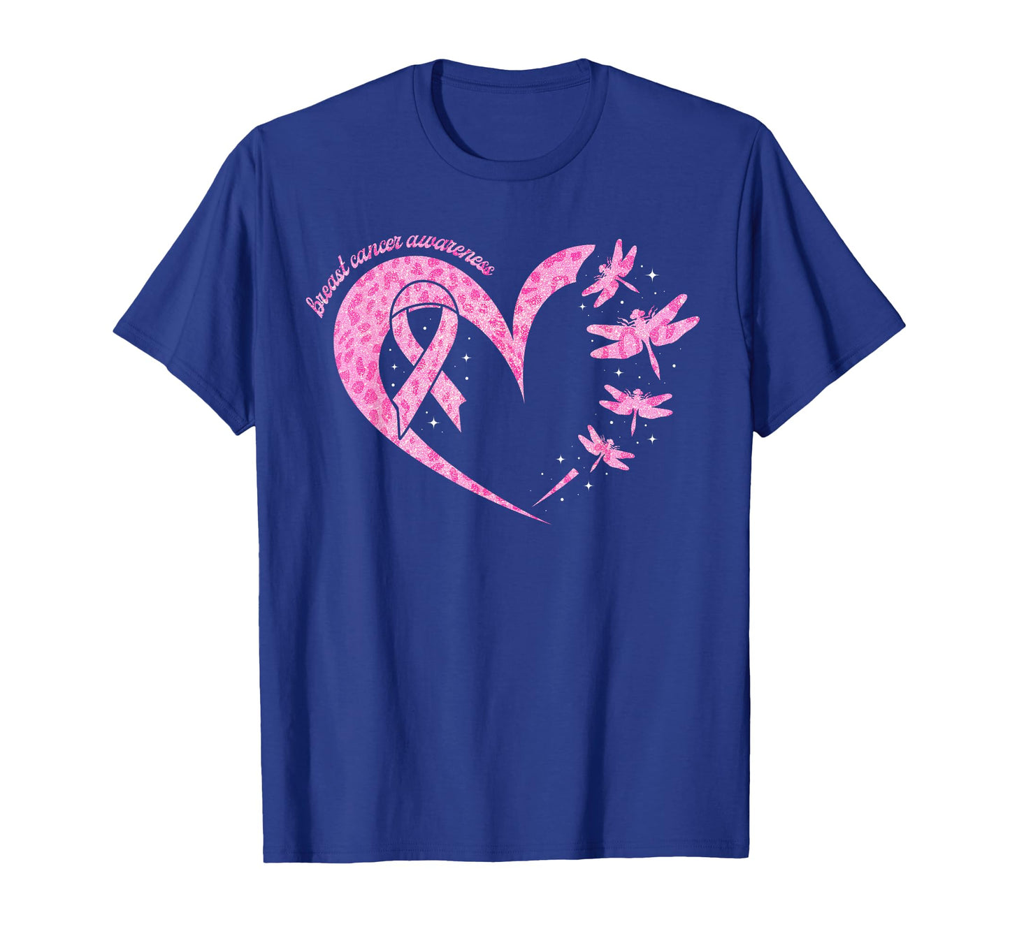 Breast Cancer Awareness Heart Dragonflies Leopard Women Men T-Shirt