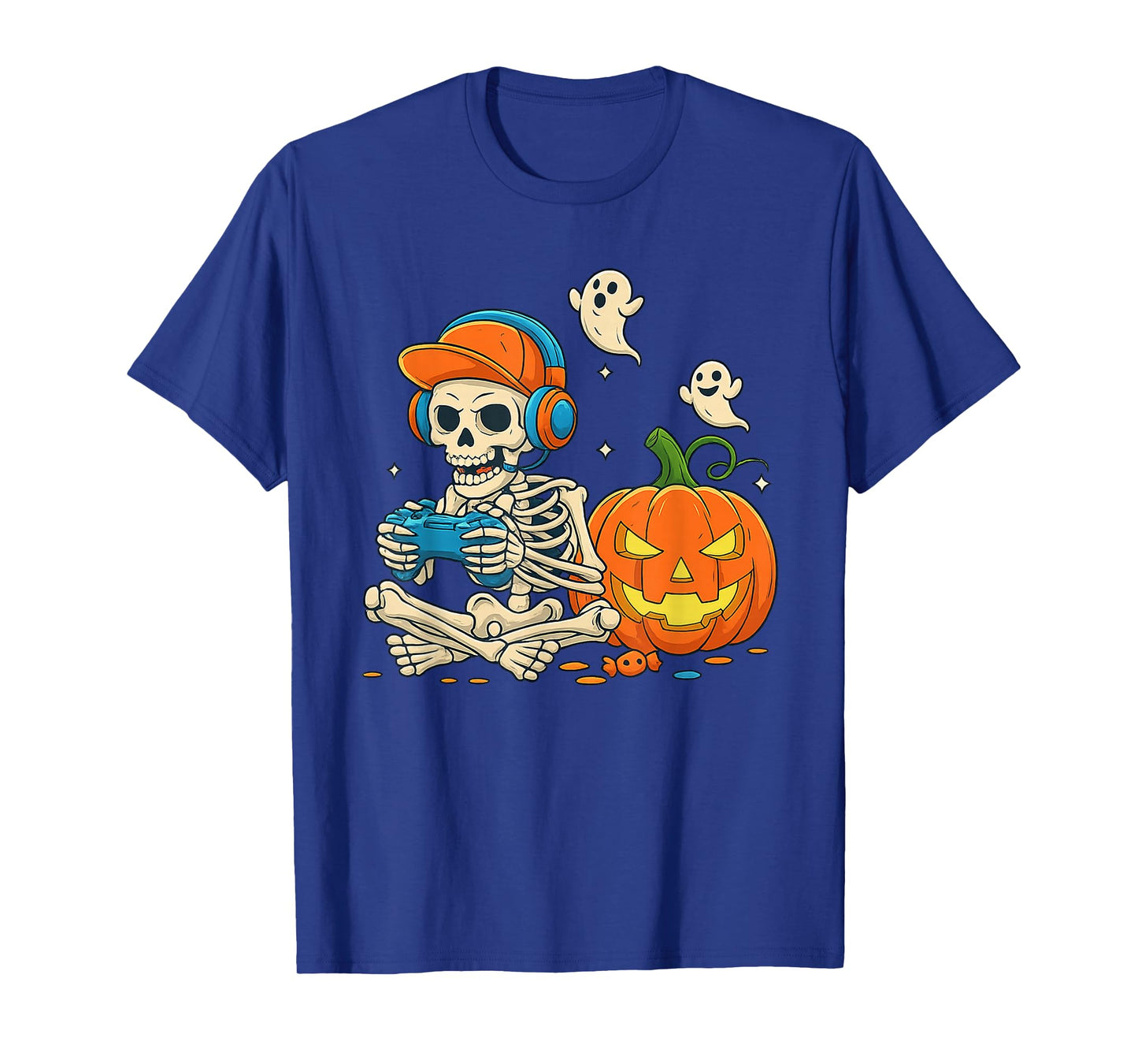 Skeleton Gamer Headphone Funny Halloween Gaming Boys Kids T-Shirt