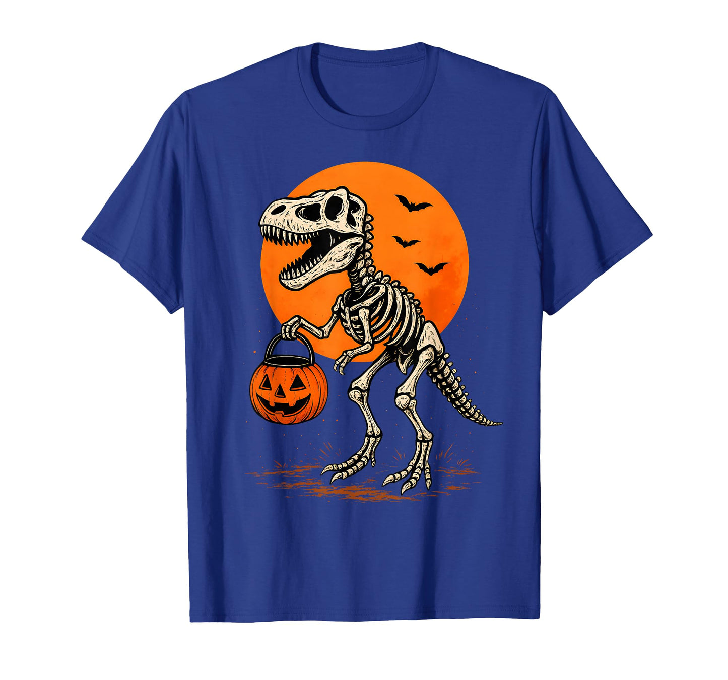 Spooky Saurus T Rex Skeleton Dinosaur Halloween Art T-Shirt