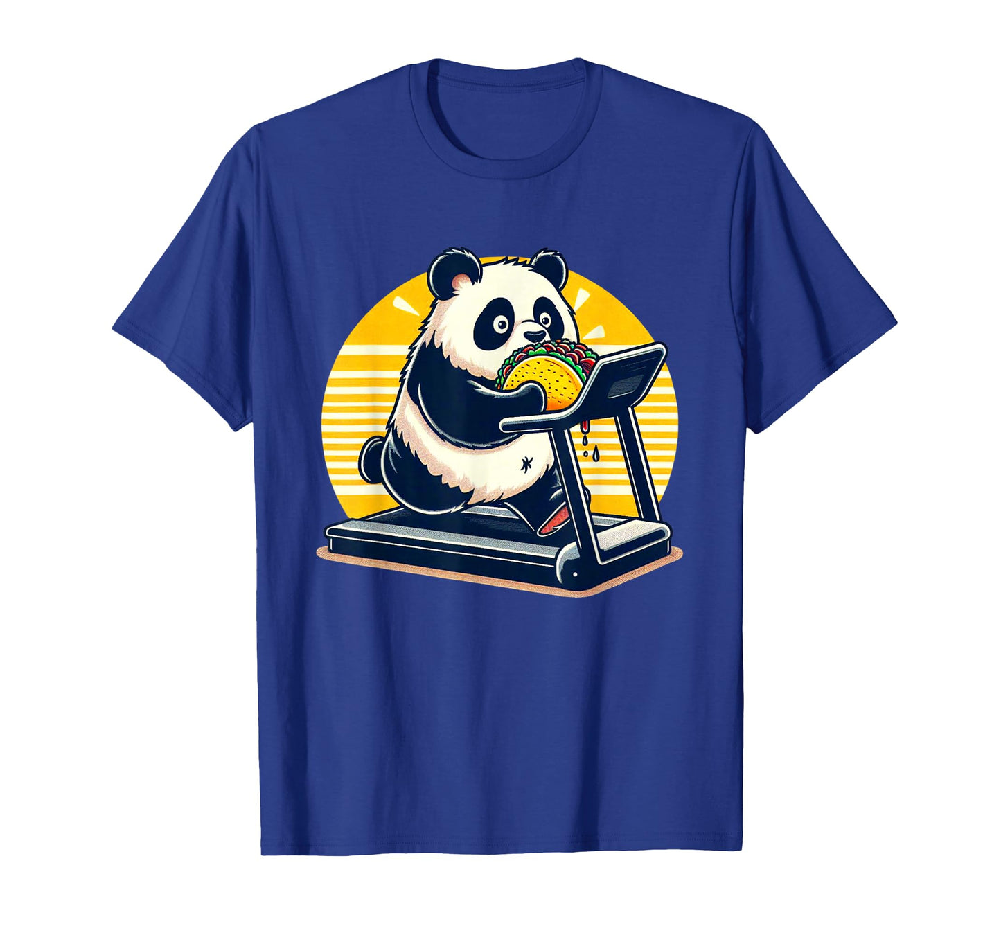 Panda Bear Eating Taco Running On Treadmill Exercise Funny T-Shirt