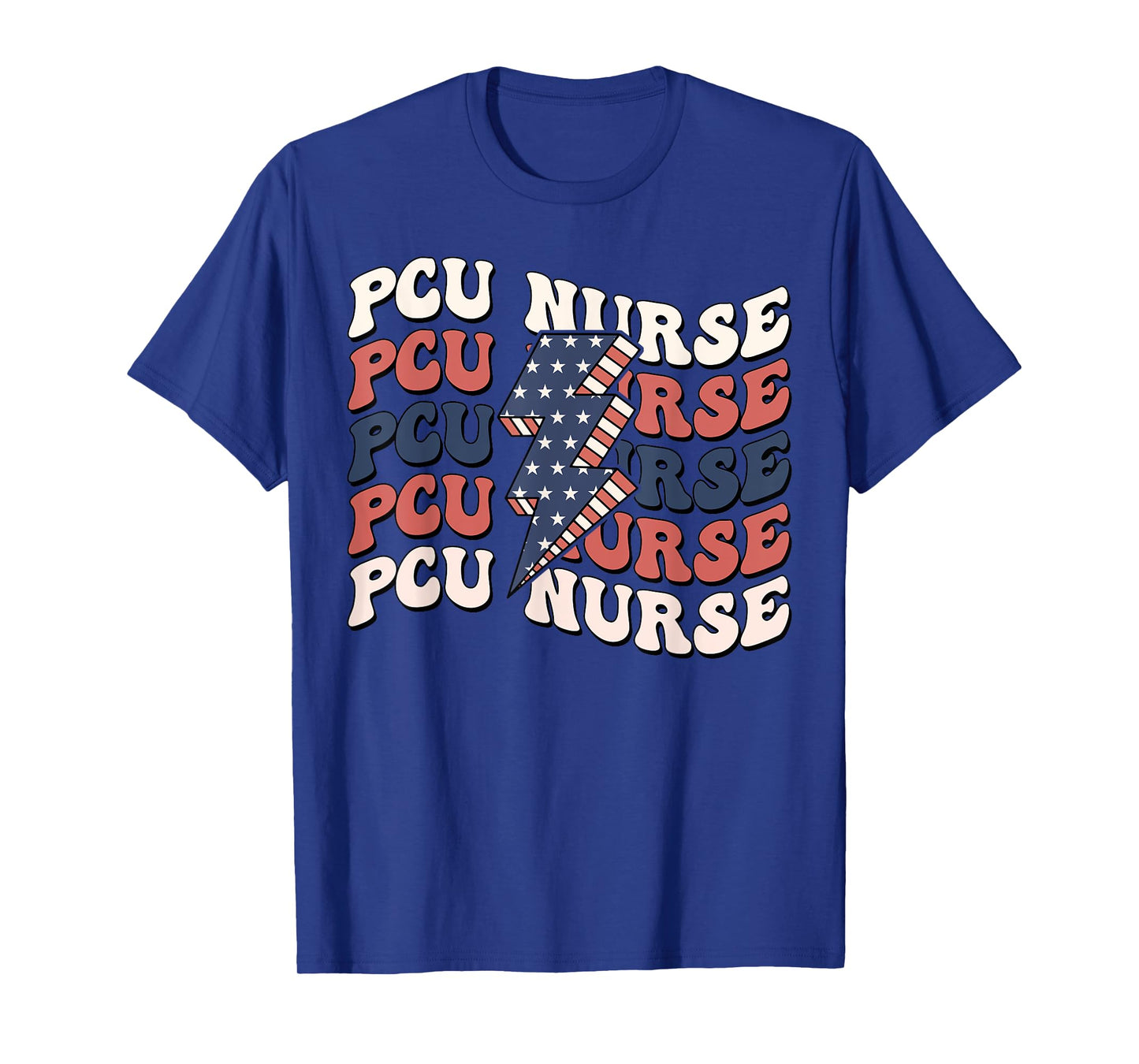 Retro Groovy PCU Nurse 4th Of July Progressive Care Nurse T-Shirt
