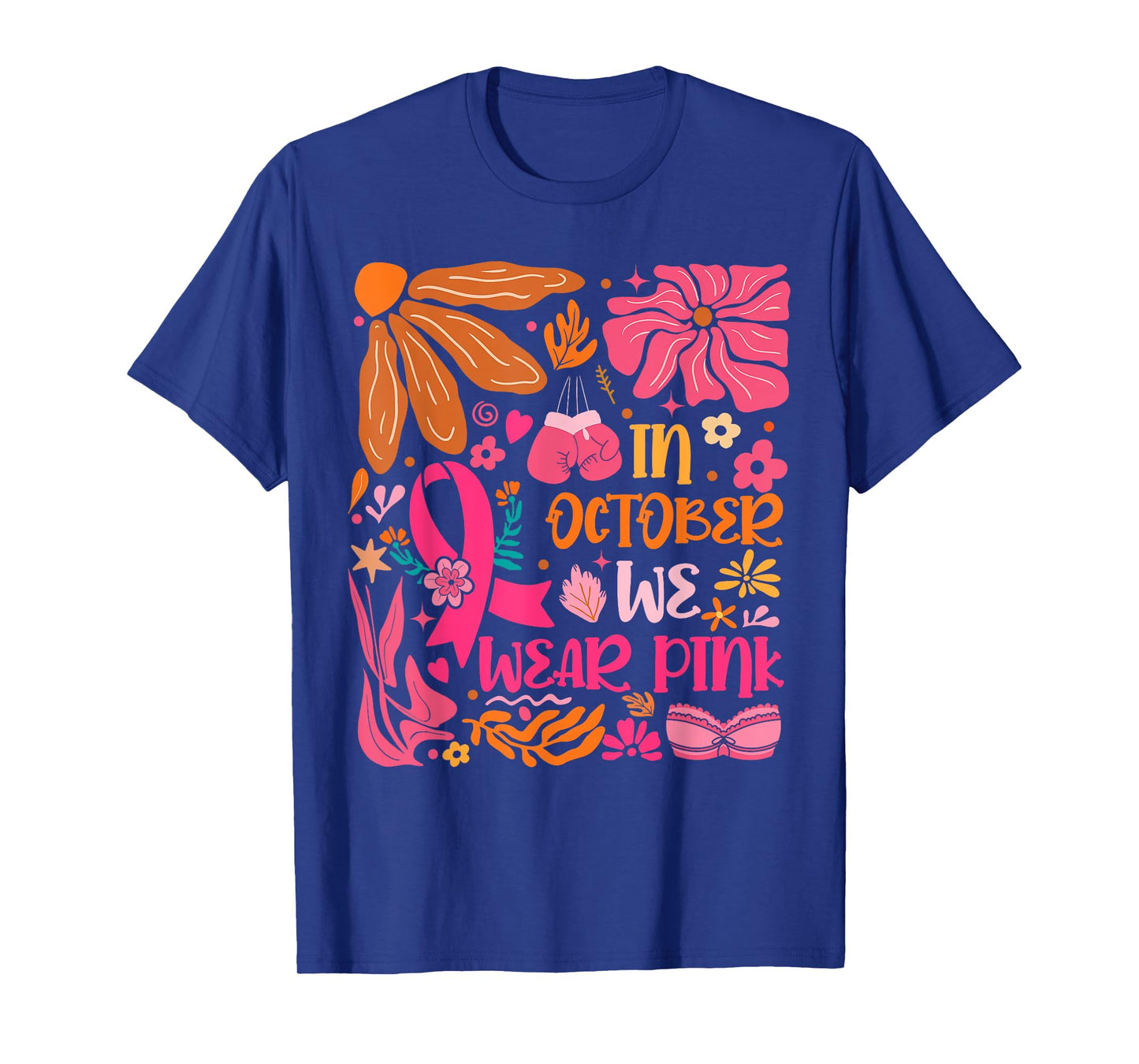 In October We Wear Pink Boho Floral In October Month T-Shirt