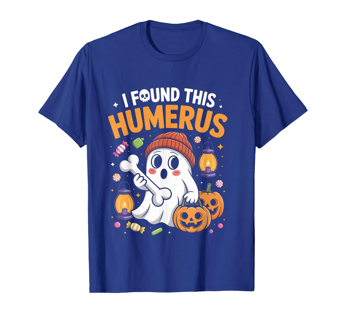 Ghost I Found This Humerus Funny Halloween Skeleton Women T-Shirt