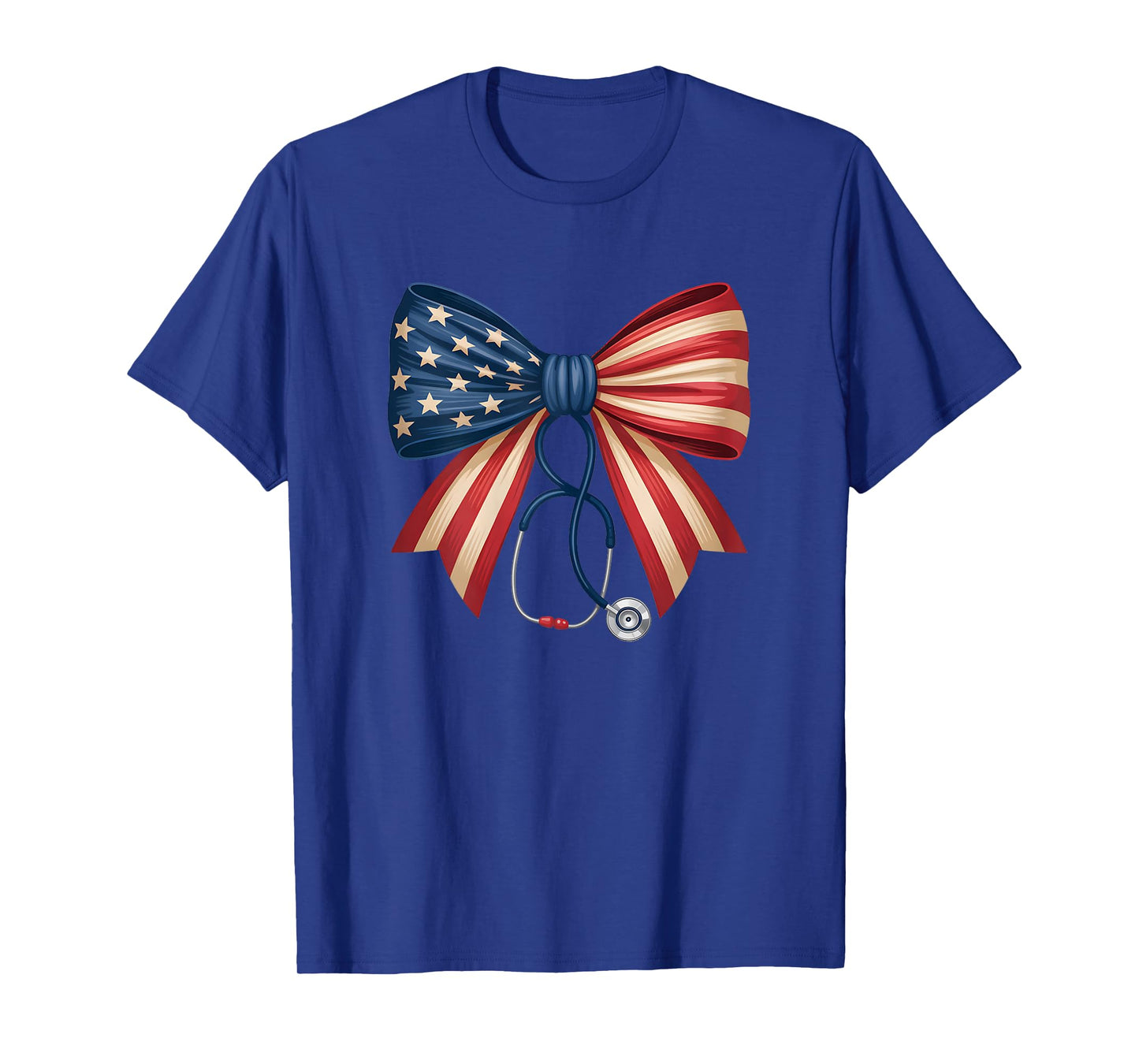 American Flag Bow Stethoscope 4th of July Nurse Pride T-Shirt