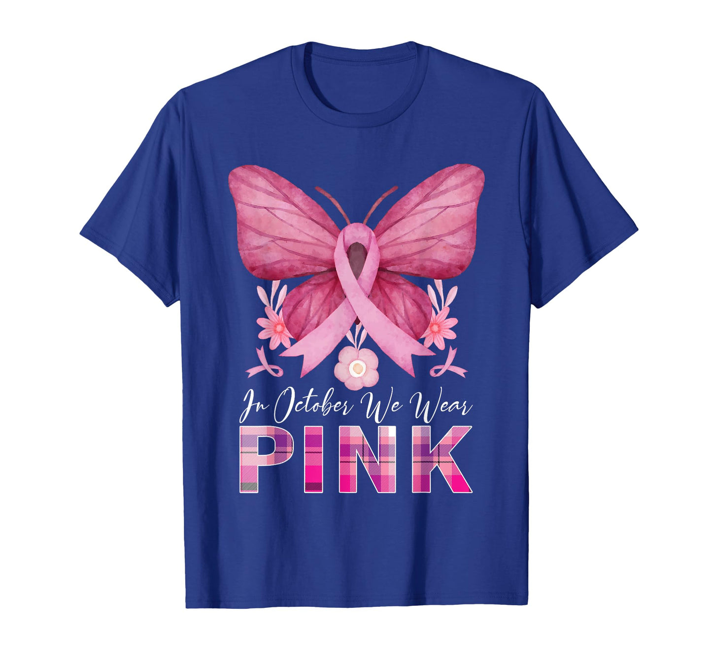 In October We Wear Pink Butterfly Breast Cancer Awareness T-Shirt