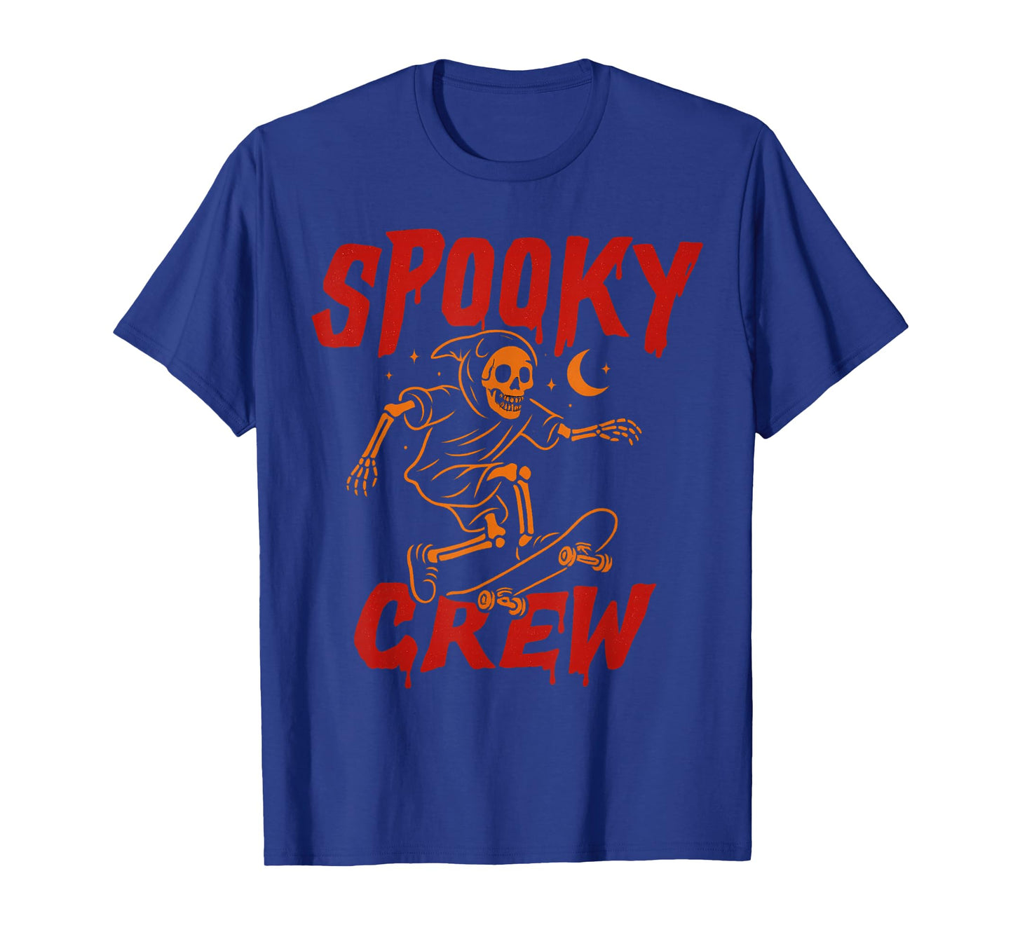 Skeleton on Skateboard Spooky Crew Halloween Skate Design T-Shirt