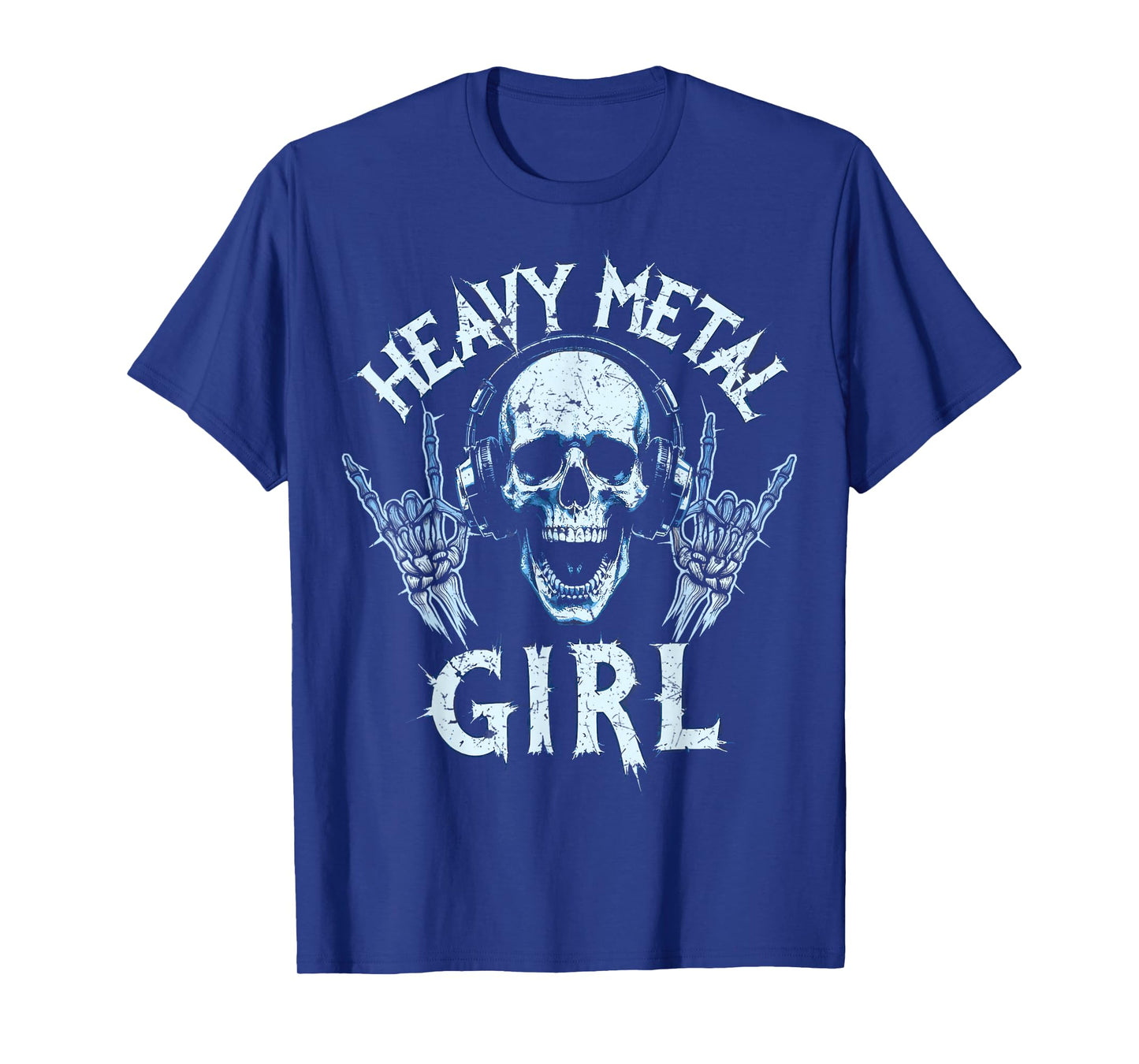 Headphones Skeleton Heavy Metal Girl Rock Sign Music Fan T-Shirt