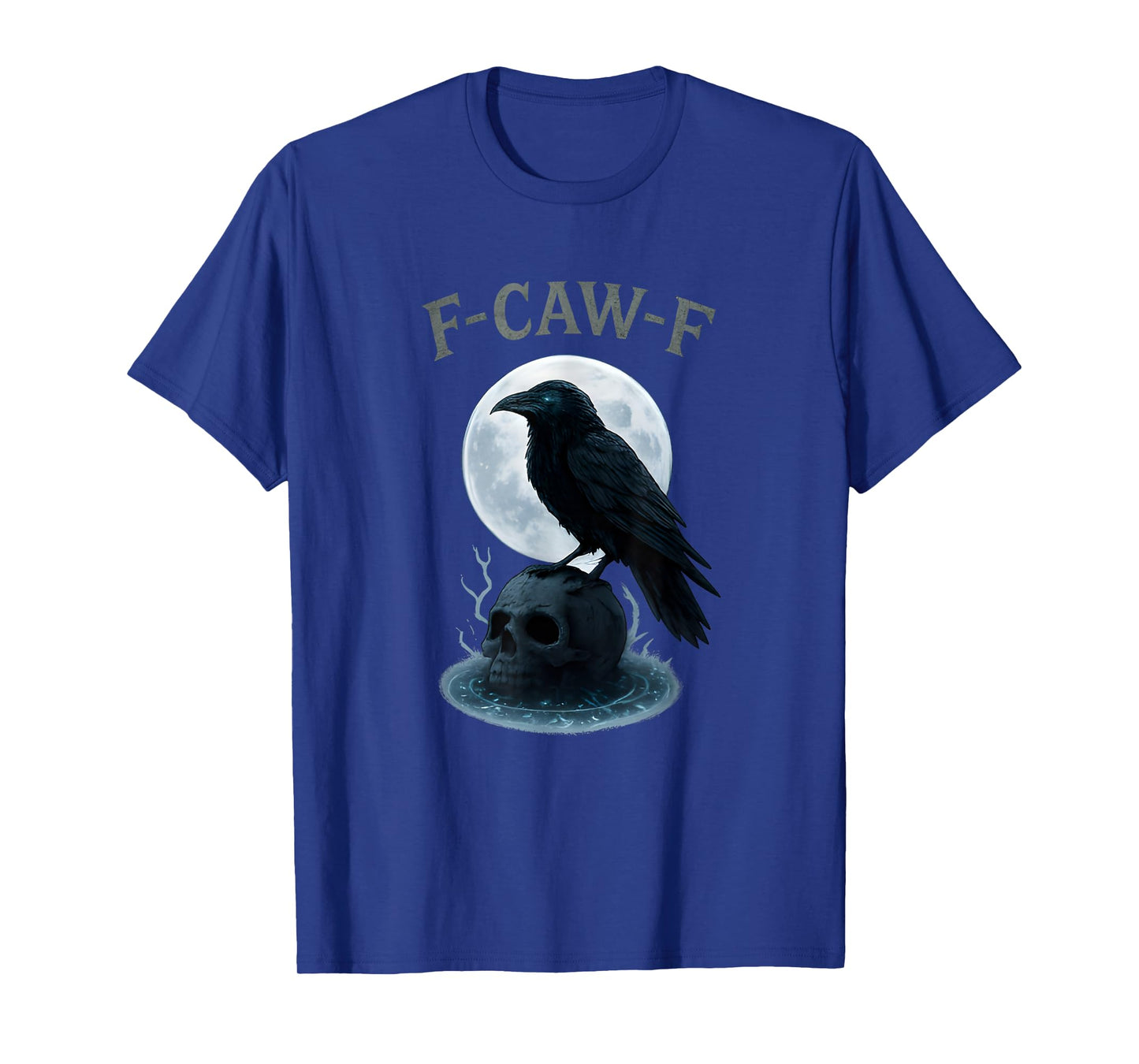 Gothic Black Crow F-Caw-F Raven Skull Moon Halloween T-Shirt