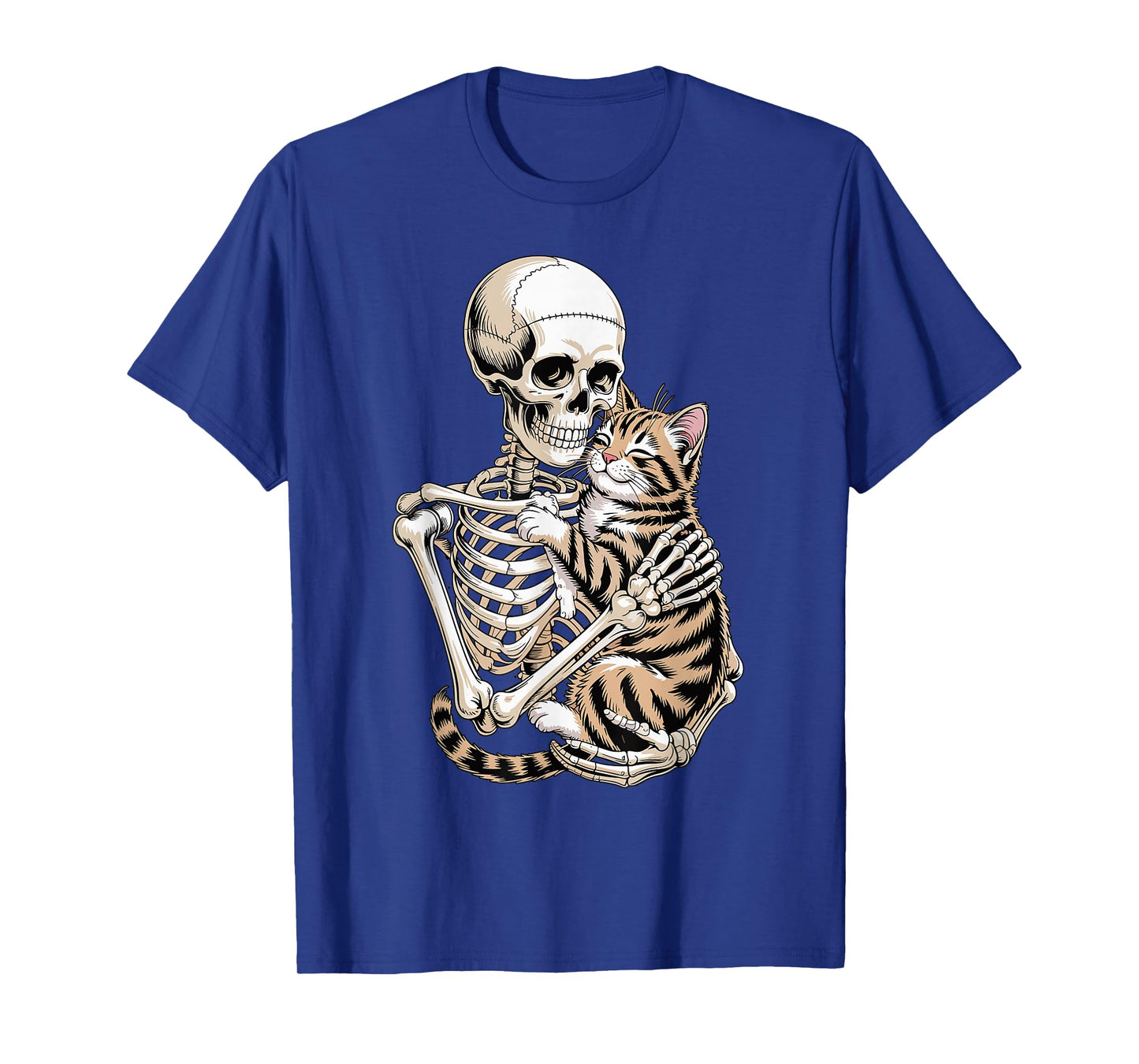 Skeleton Hugging Cat Gothic Pet Lover Design T-Shirt