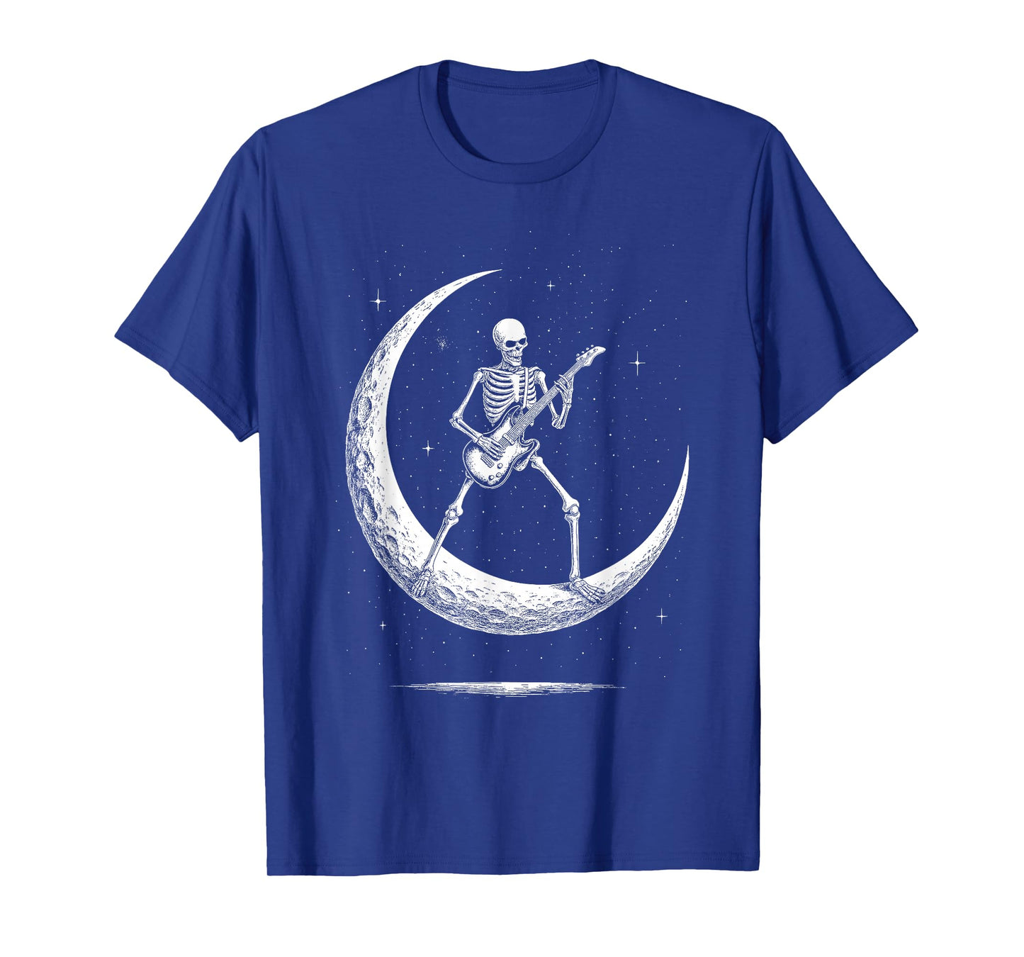 Skeleton Guitar Rock Moon Cool Rock Funny Roll Design Gifts T-Shirt
