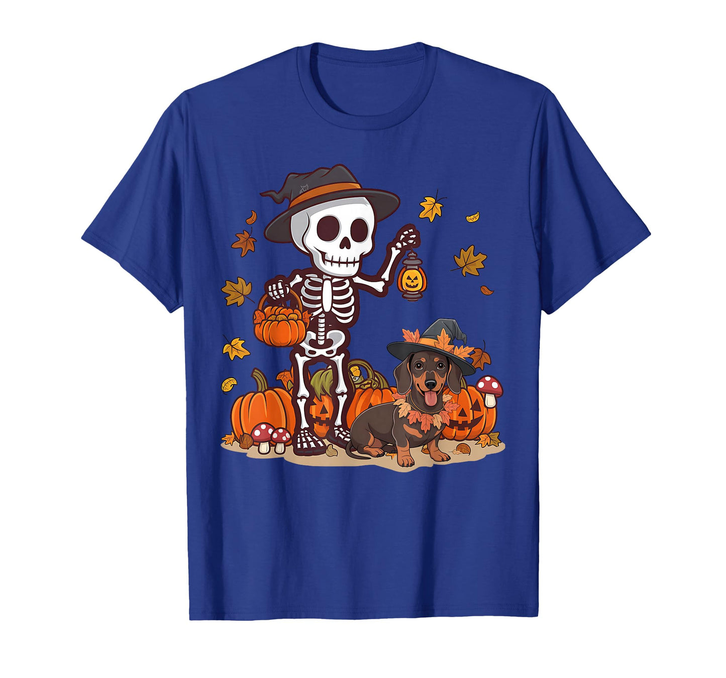 Funny Dachshund Skeleton Spooky Dog Lover Halloween T-Shirt