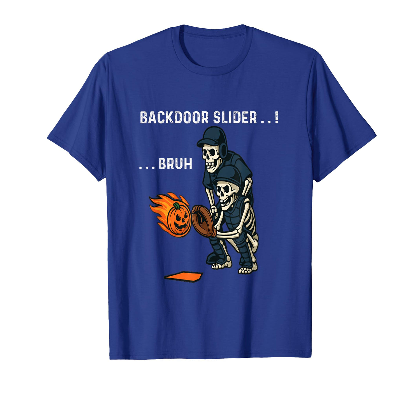 Halloween Skeleton Baseball Players Backdoor Slider Design T-Shirt