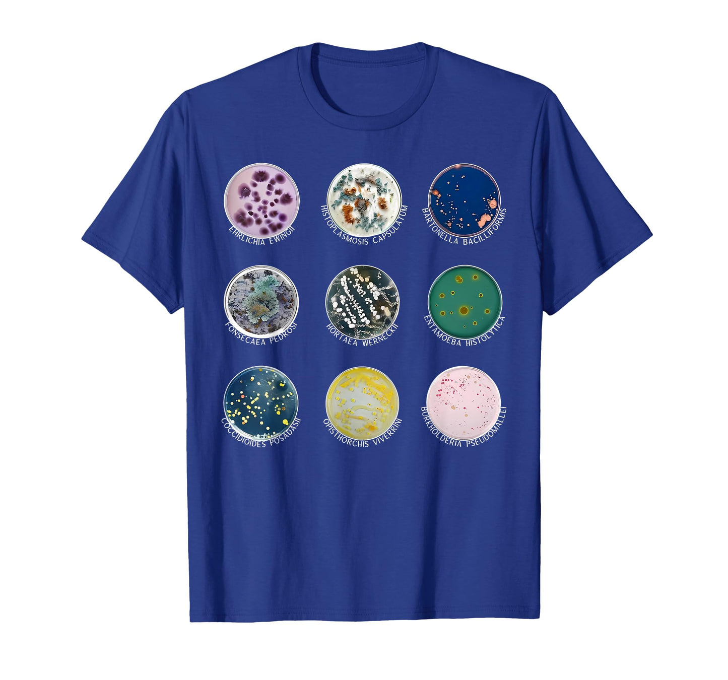 Types of Petri Dish Bacteria Microbiologist Biology Teacher T-Shirt