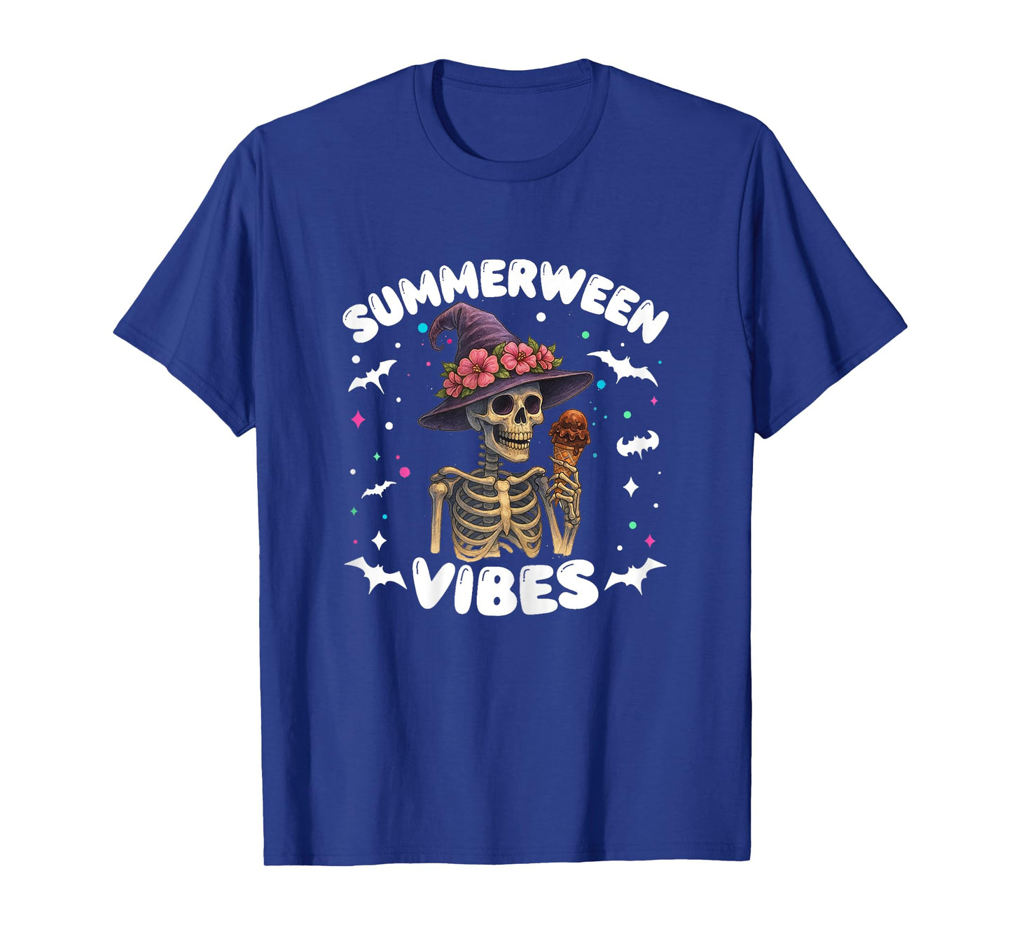 Summerween Vibes Skeleton Halloween Summer Witch Hat T-Shirt
