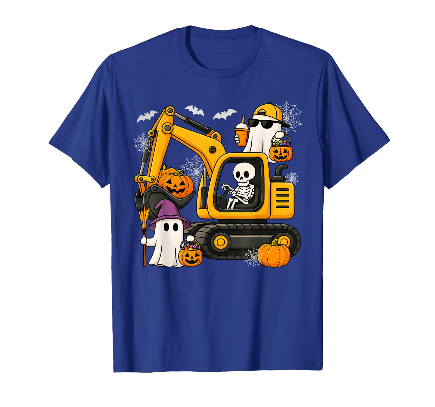 Funny Boo Skeleton Construction Trucks Halloween Costumes Bo T-Shirt