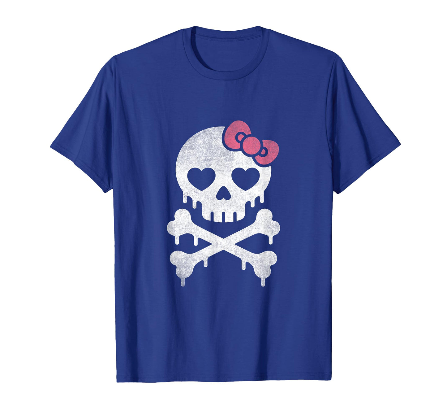 Cute Skull Pink Bow Dripping Crossbone Halloween Women Girls T-Shirt