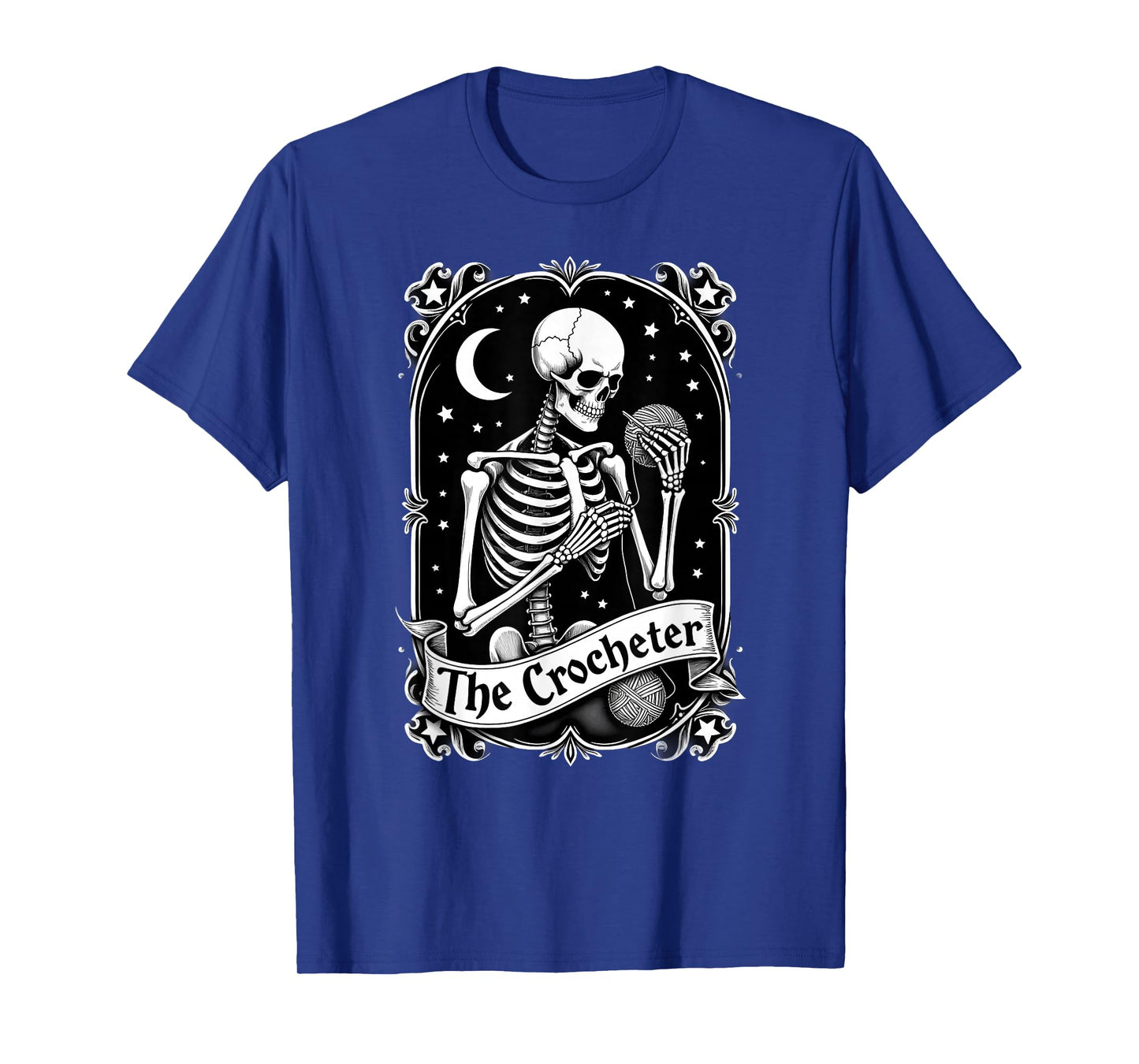 Gothic Tarot Card Crocheter Skeleton Halloween Quilter T-Shirt