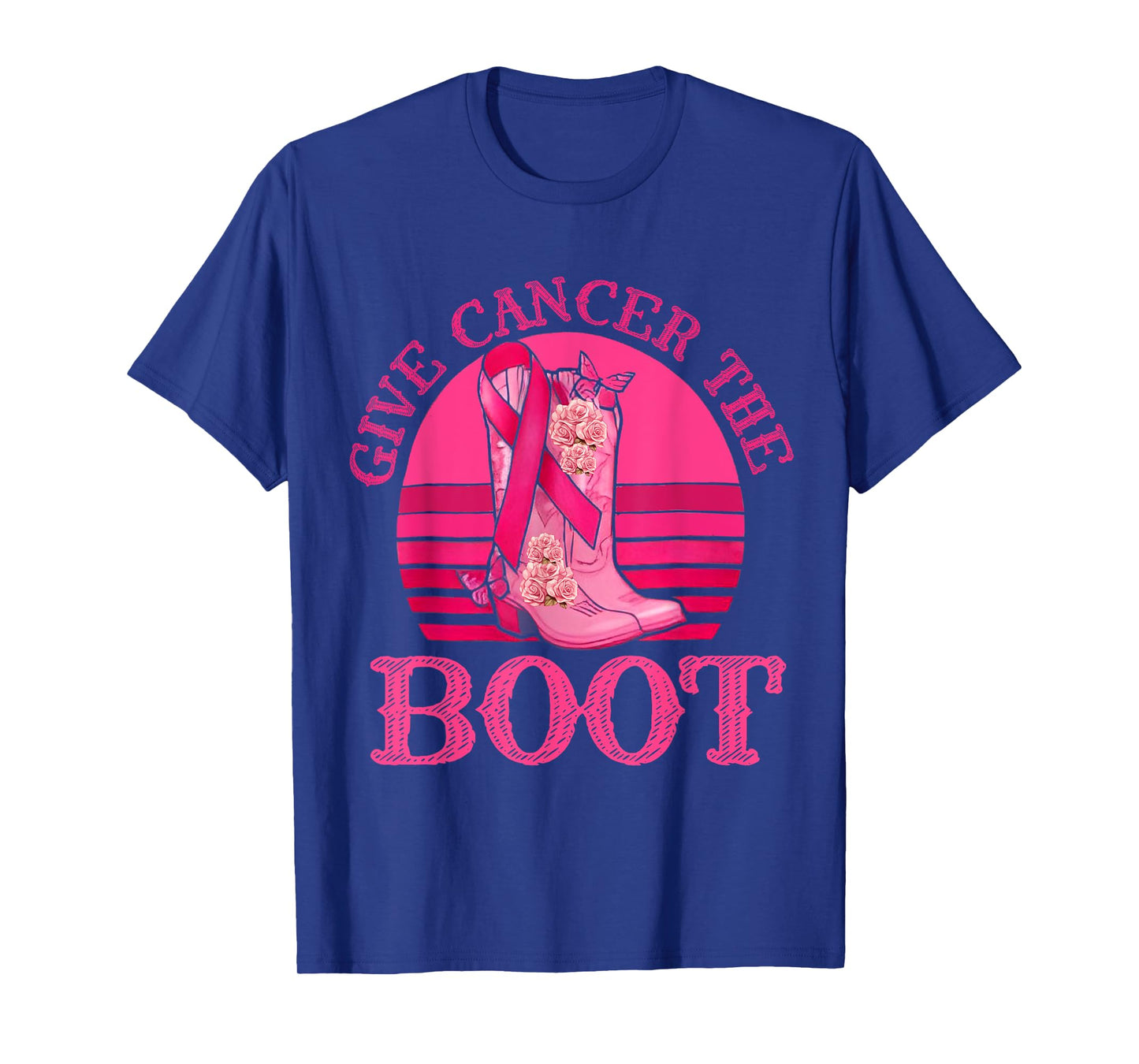 Give Breast Cancer The Boot Pink Ribbon Western Cowboy Boots T-Shirt