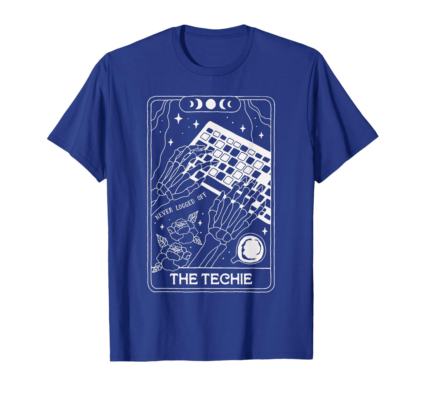 Skeleton Tarot Card Techie Never Logged Off Funny Geek Gamer T-Shirt
