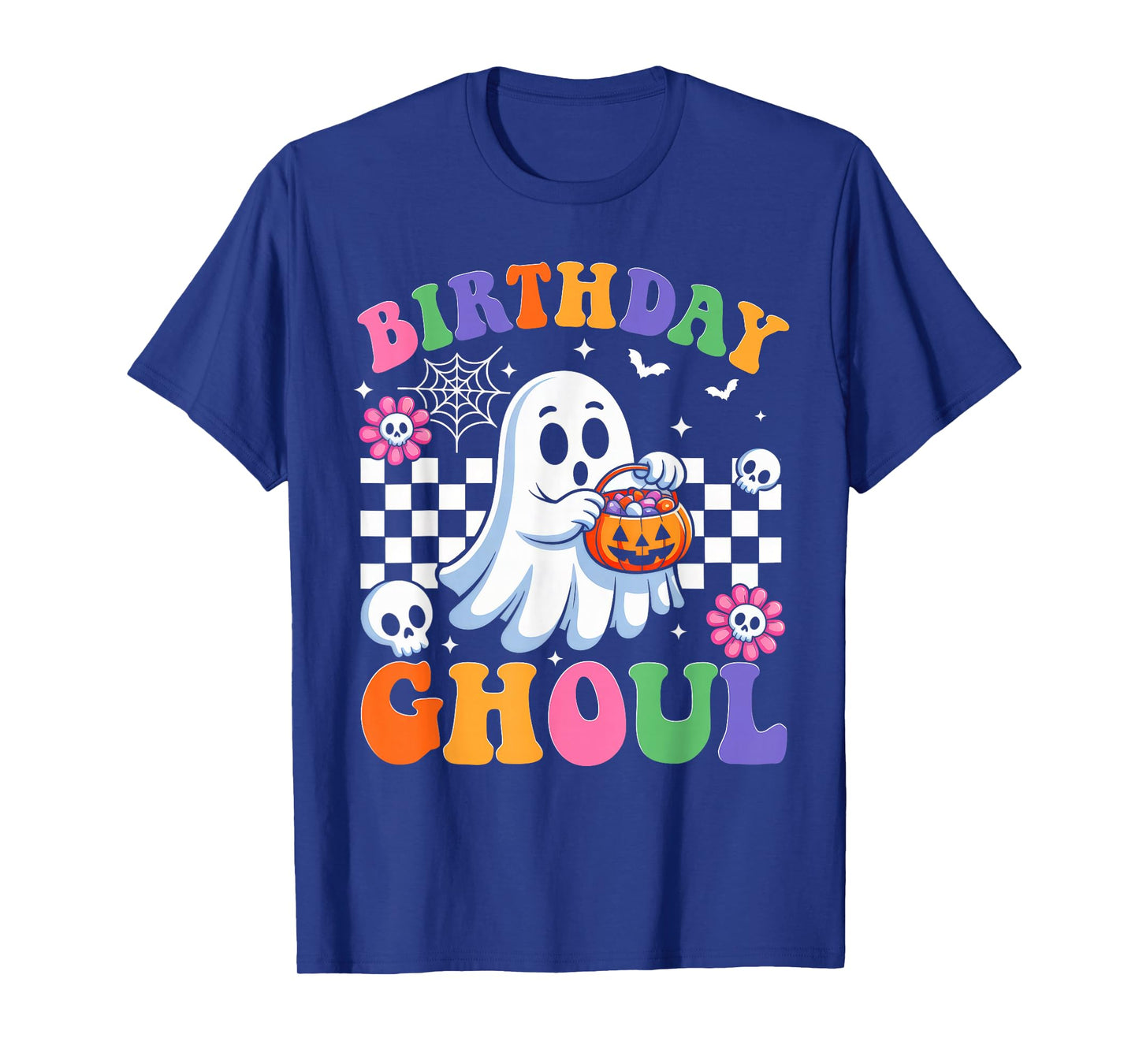 Vintage Floral Ghost Groovy Halloween Costume Birthday Ghoul T-Shirt
