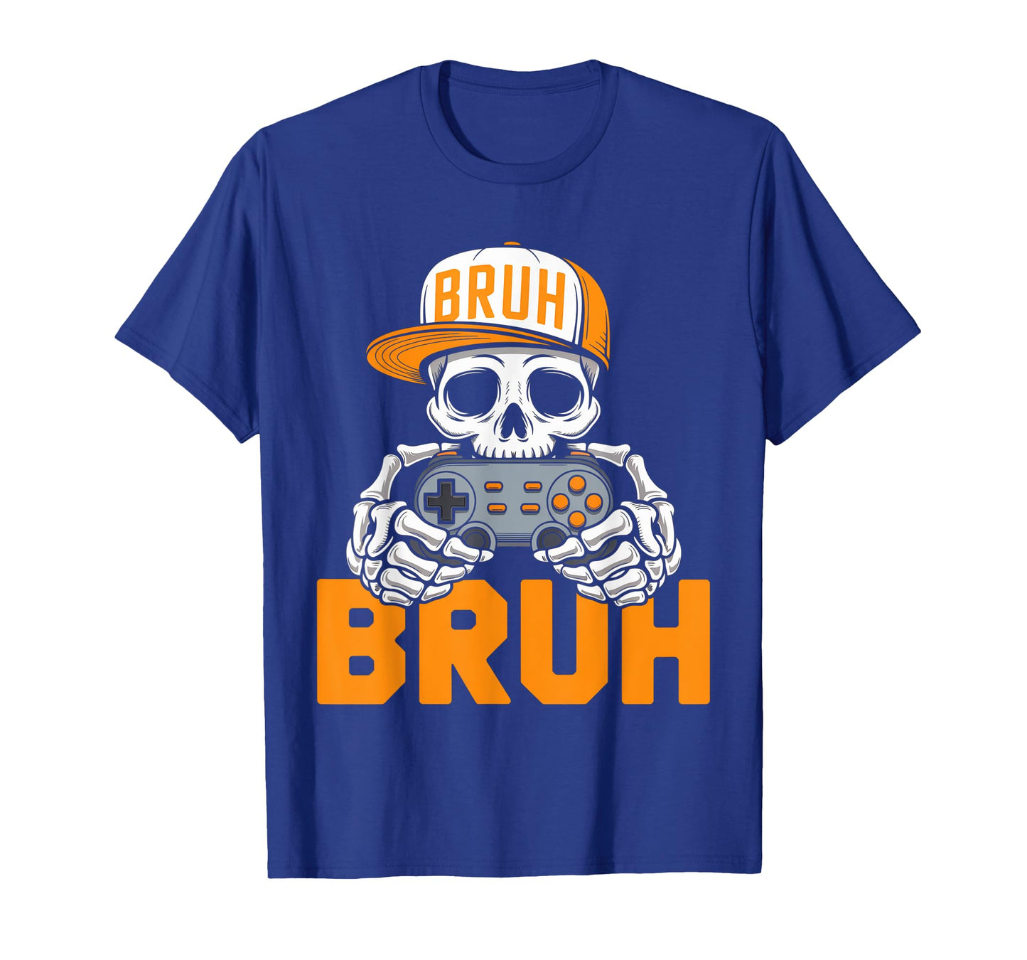 Bruh Halloween Boys Kids Gamer Mens Skeleton Video Gaming T-Shirt