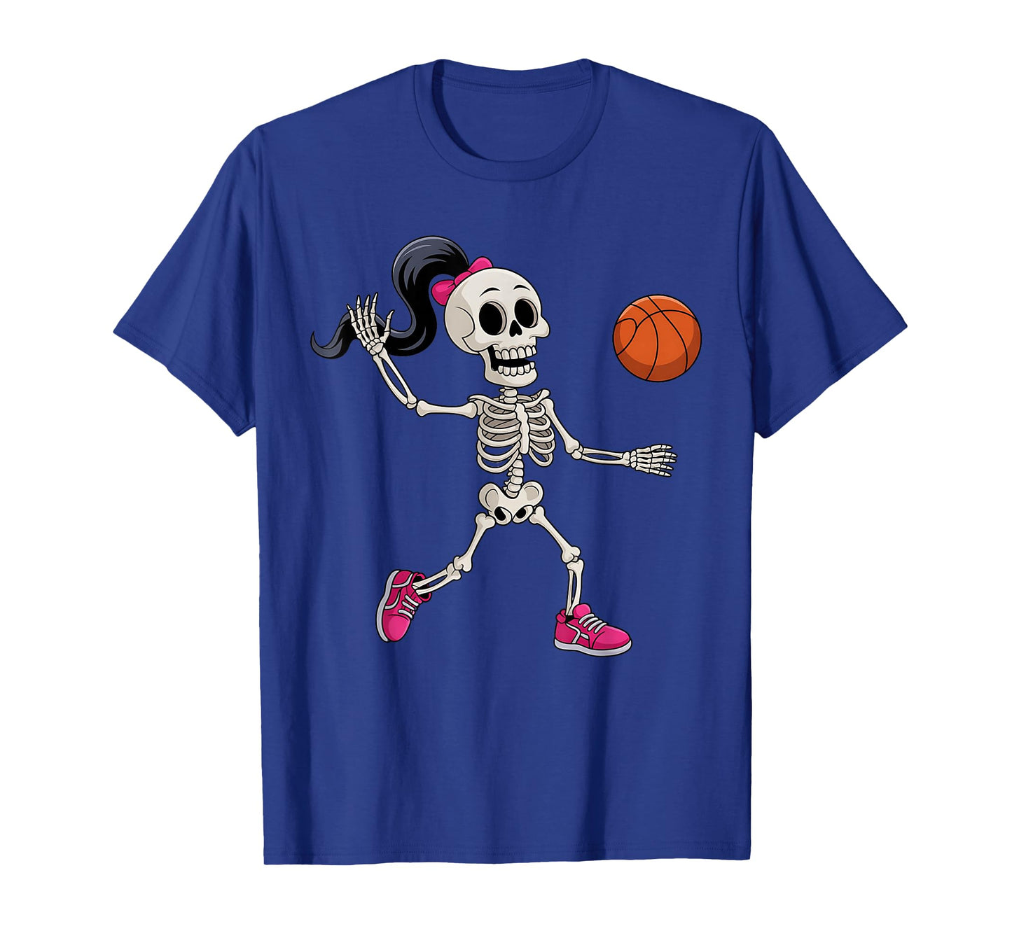 Skeleton BasketballHalloween Costume Funny Women Girls Kids T-Shirt
