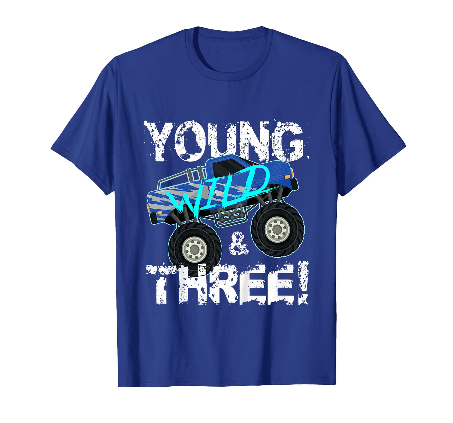 Kids Young Wild and Three! 3rd Birthday Monster Truck Shirt Boys T-Shirt