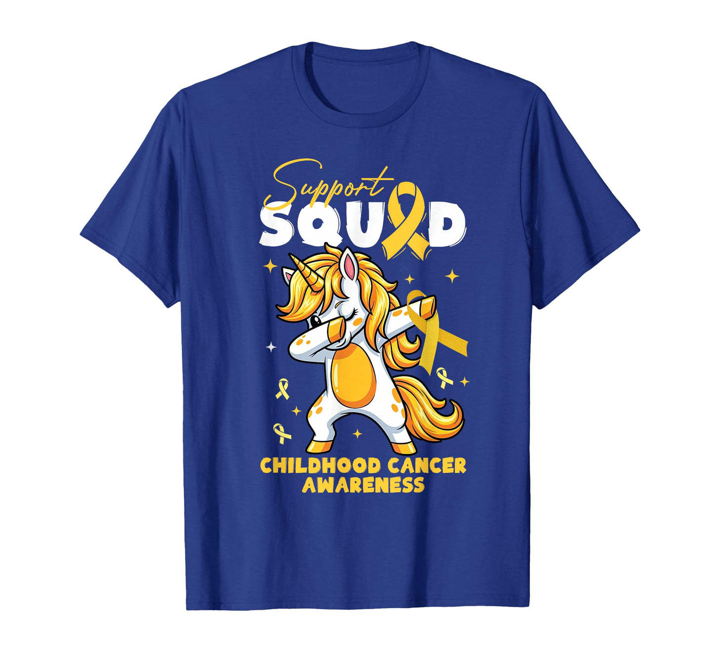 Support-Squad Childhood Cancer Awareness Dabbing Unicorn T-Shirt