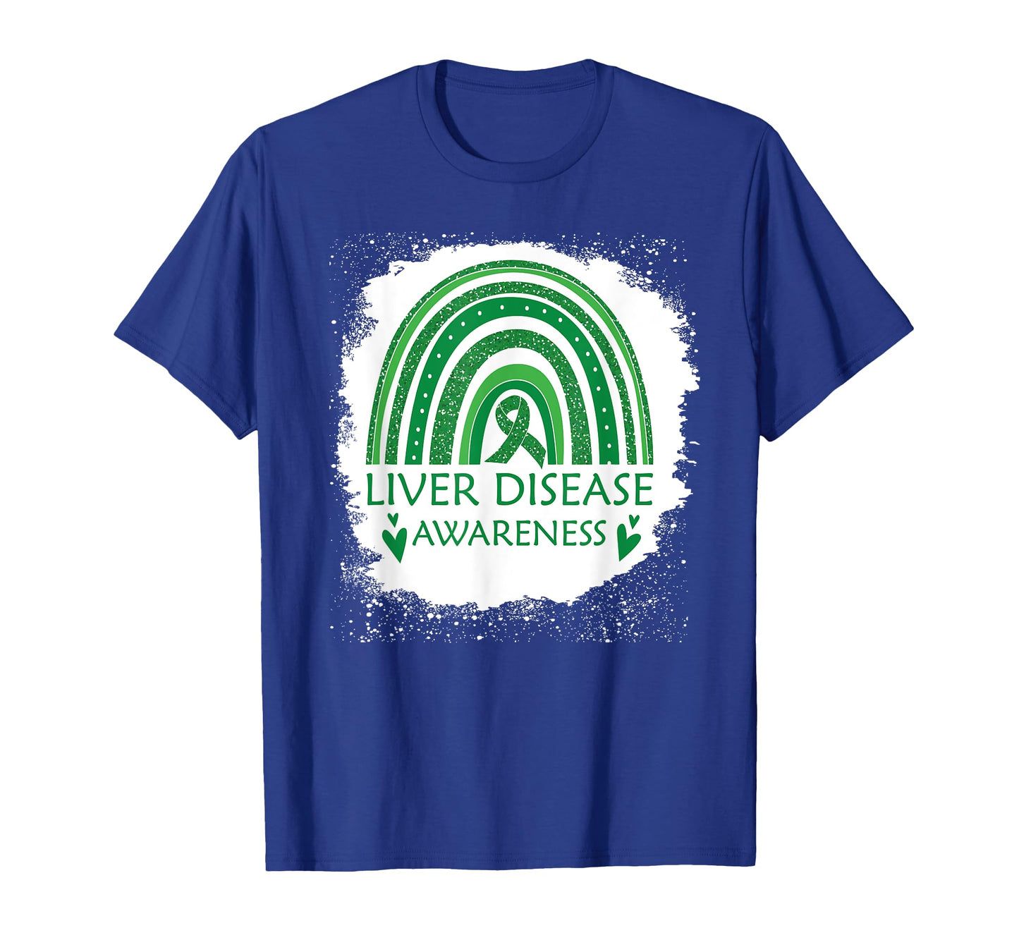 Liver Disease Awareness Bleached Rainbow Green Ribbon Men T-Shirt