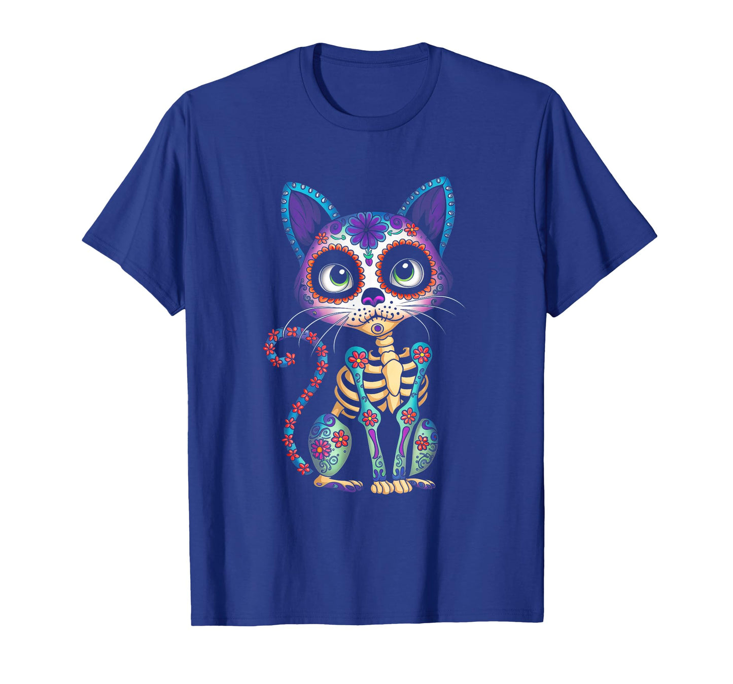 Dia De Los Muertos Cinco De Mayo Cat Sugar Skull Men Women T-Shirt