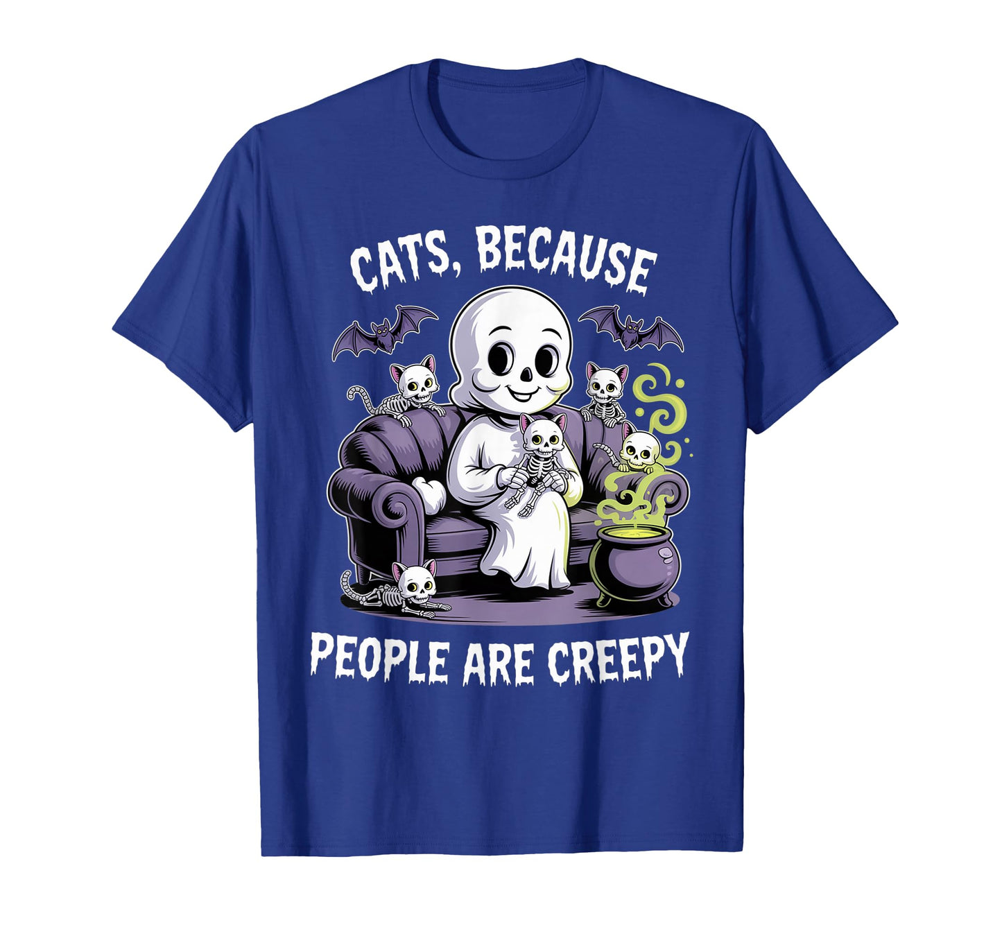Cats Because People are Creepy Ghost Halloween Cat Mom Kids T-Shirt