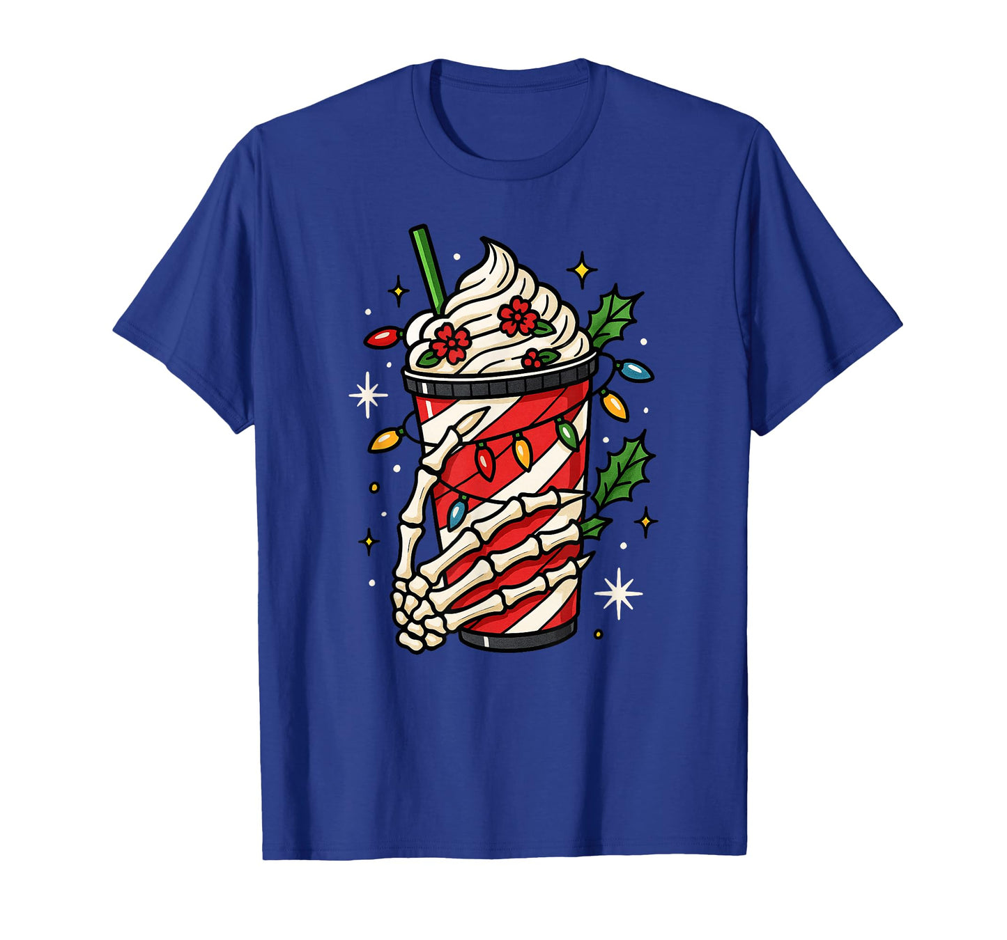 Frappe Halloween Skeleton Hand Christmas Lights Xmas T-Shirt