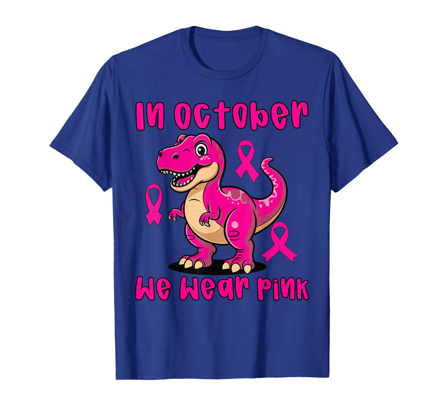 Breast Cancer T-Rex in October We Wear Pink for Kids T-Shirt